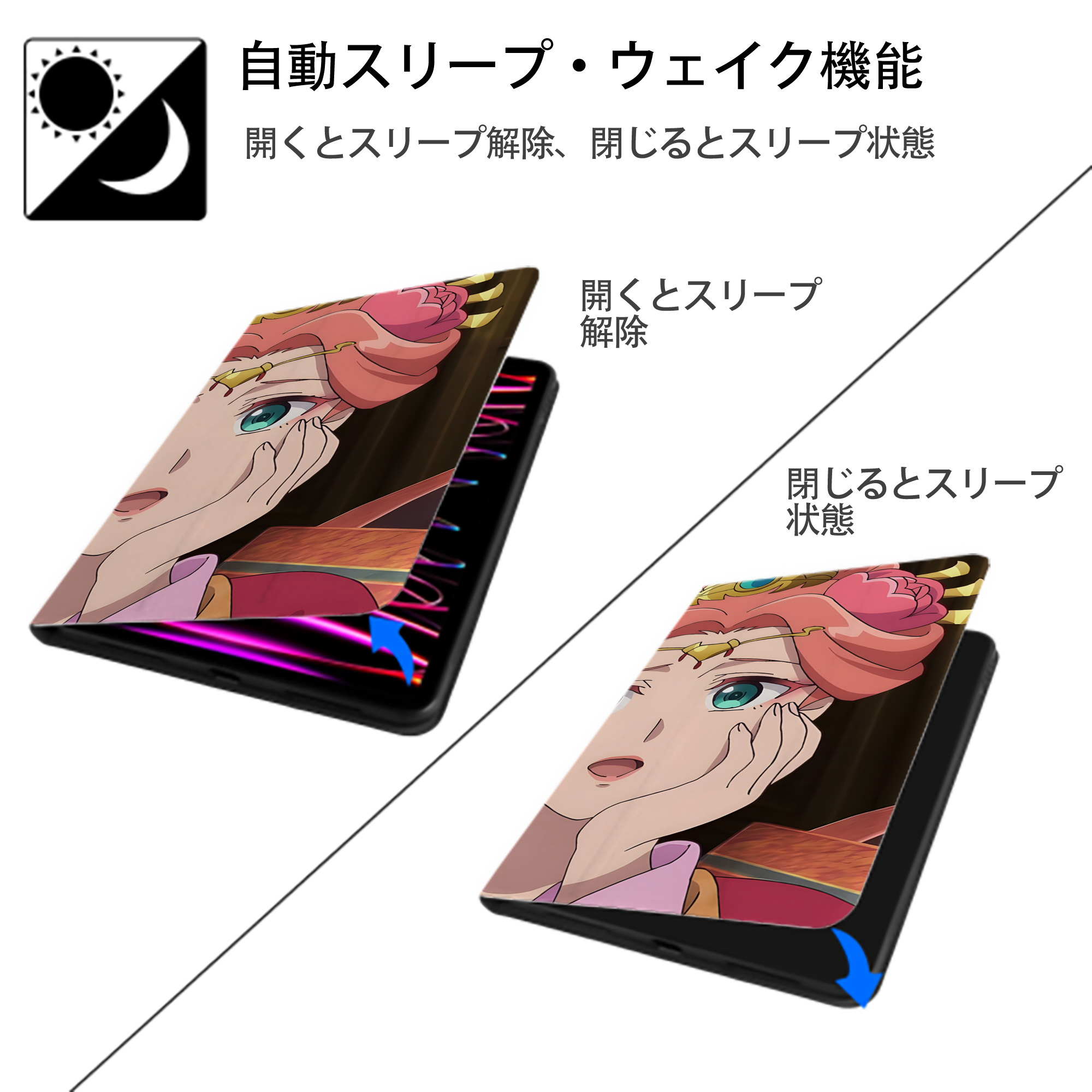 薬屋のひとりごと The Apothecary Diaries IPad ケース ブック型 PUレザー TPU 耐衝撃 軽量 薄型 ペン収納なし 全面保護 IPad 各モデル対応