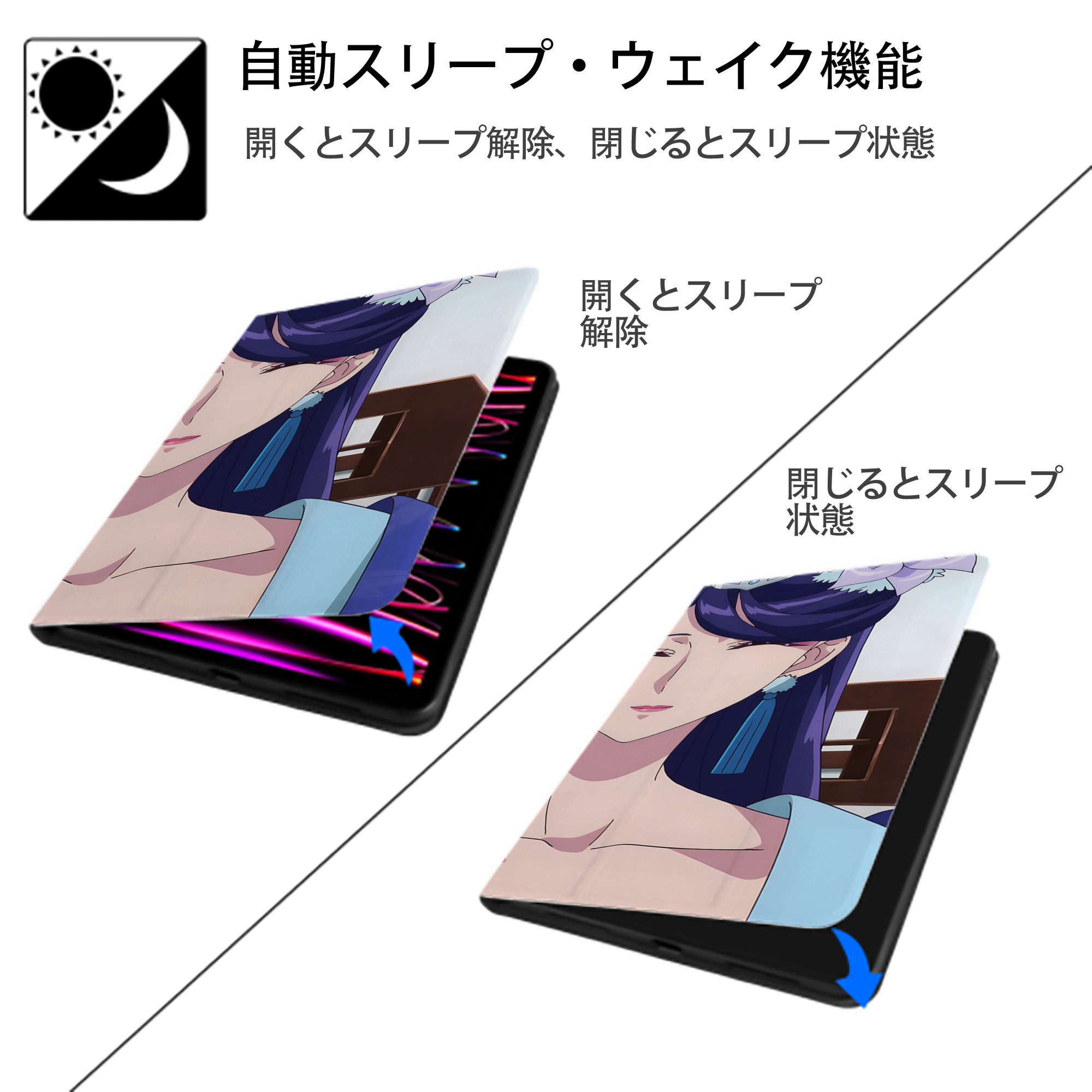 薬屋のひとりごと The Apothecary Diaries IPad ケース ブック型 PUレザー TPU 耐衝撃 軽量 薄型 ペン収納なし 全面保護 IPad 各モデル対応