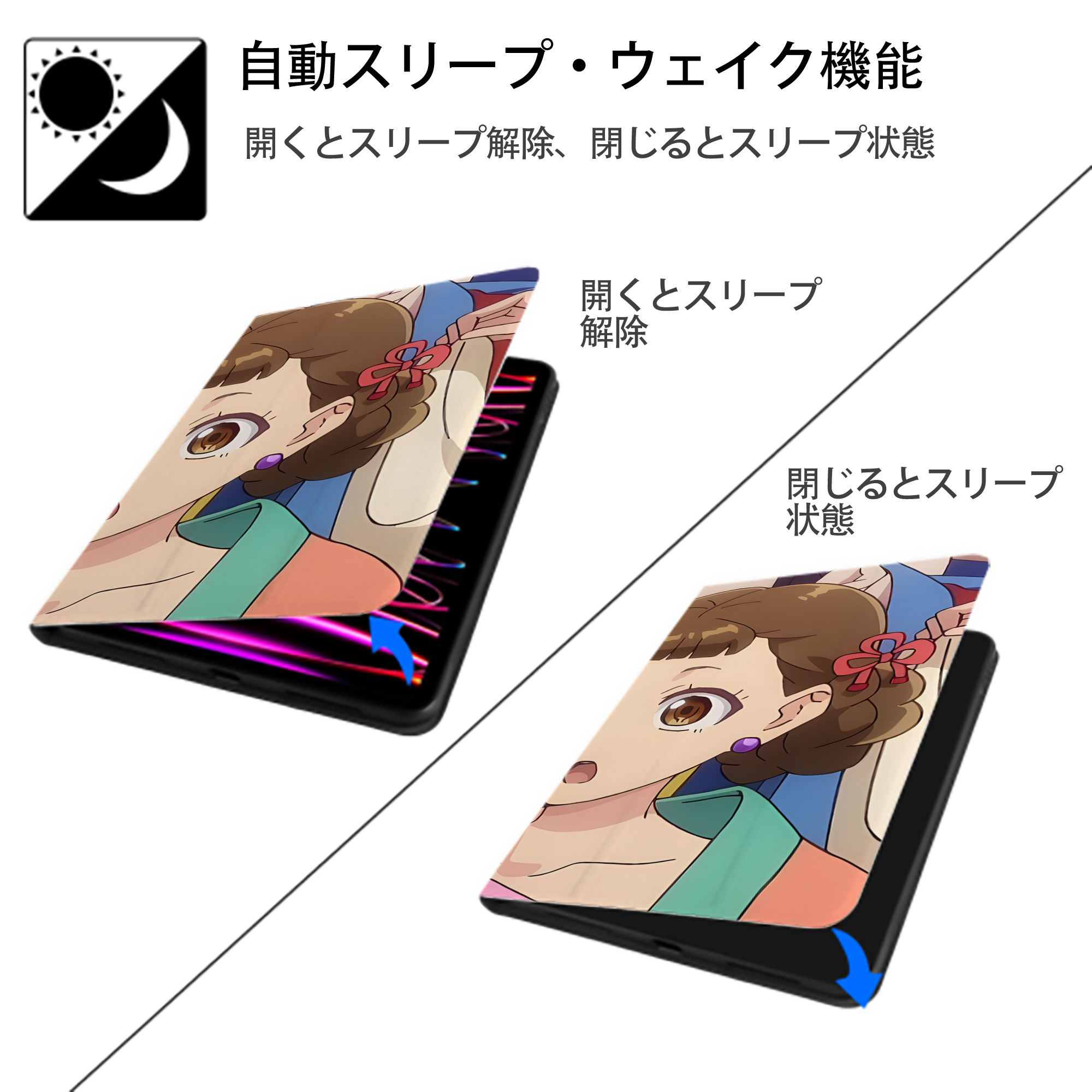 薬屋のひとりごと The Apothecary Diaries IPad ケース ブック型 PUレザー TPU 耐衝撃 軽量 薄型 ペン収納なし 全面保護 IPad 各モデル対応