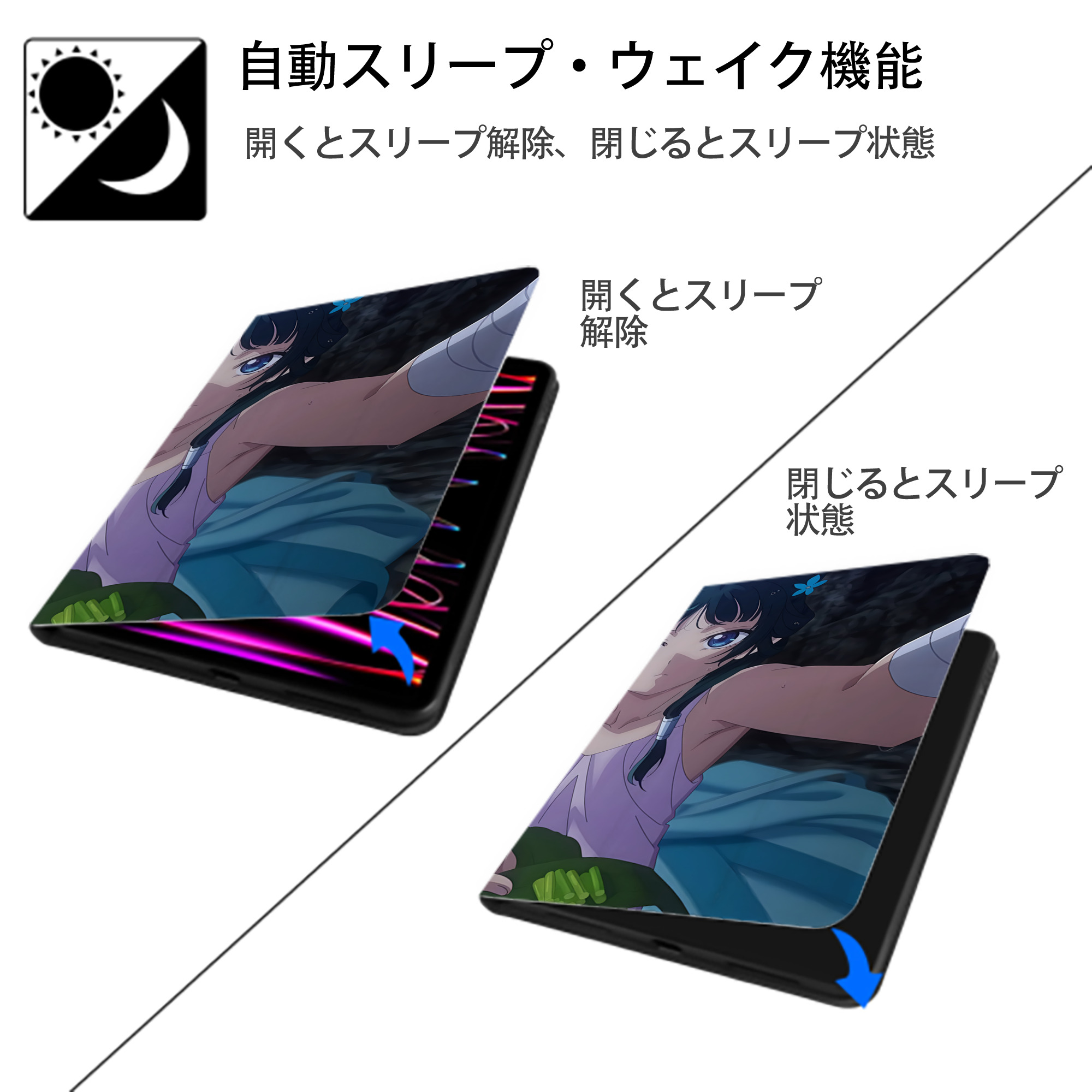 薬屋のひとりごと The Apothecary Diaries IPad ケース ブック型 PUレザー TPU 耐衝撃 軽量 薄型 ペン収納なし 全面保護 IPad 各モデル対応