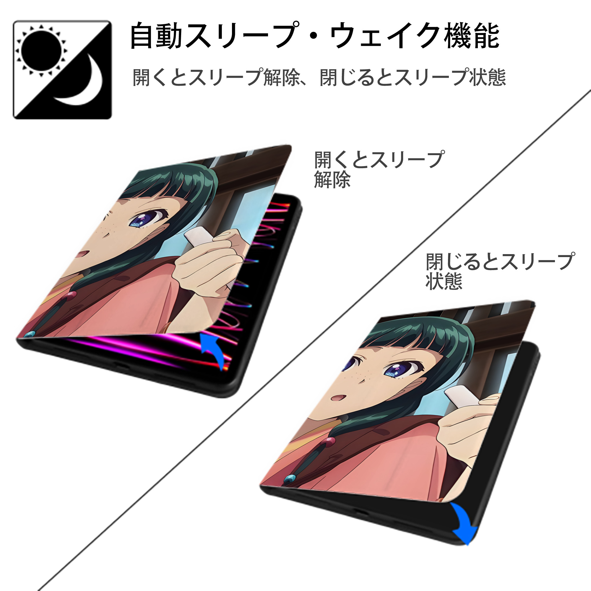 薬屋のひとりごと The Apothecary Diaries IPad ケース ブック型 PUレザー TPU 耐衝撃 軽量 薄型 ペン収納なし 全面保護 IPad 各モデル対応
