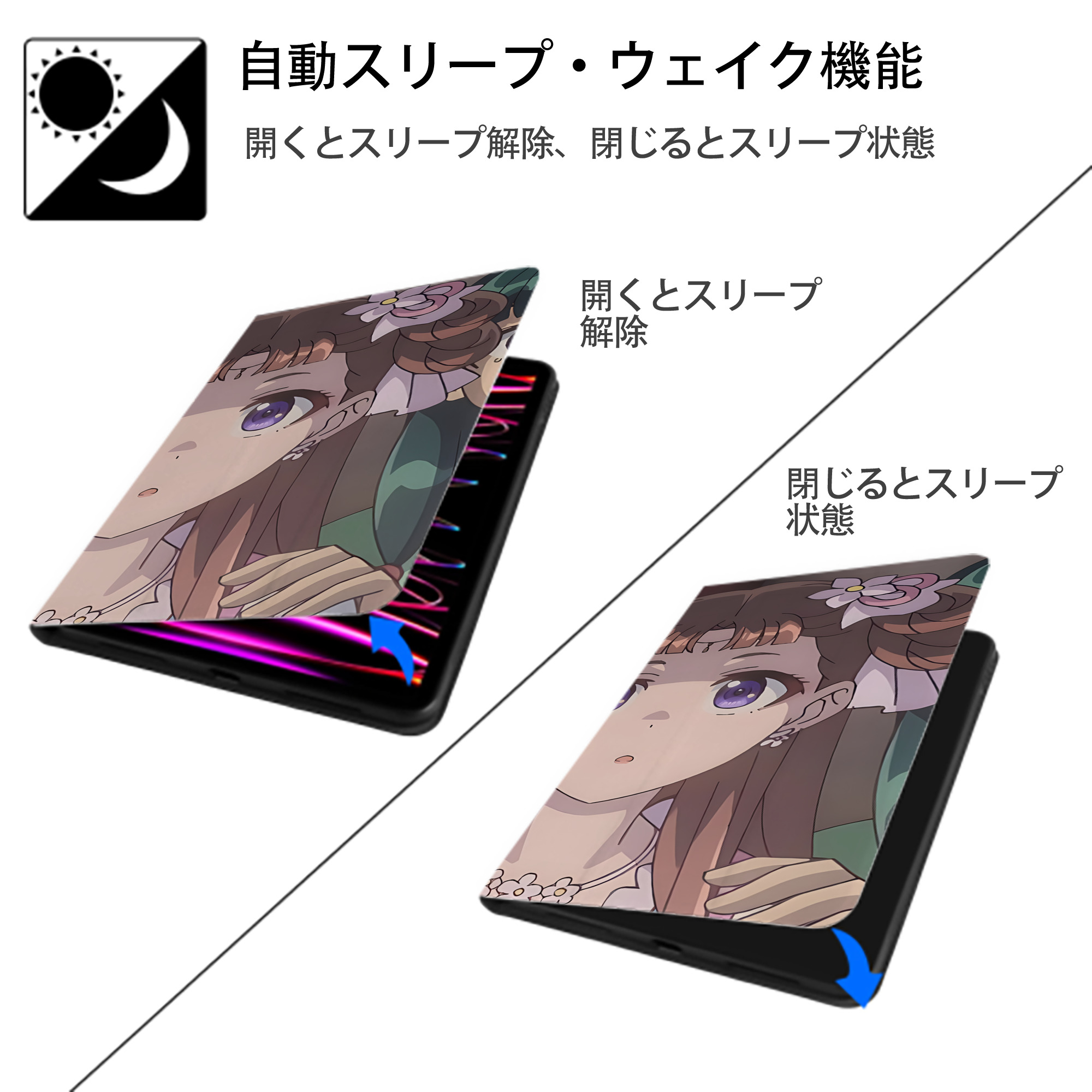 薬屋のひとりごと The Apothecary Diaries IPad ケース ブック型 PUレザー TPU 耐衝撃 軽量 薄型 ペン収納なし 全面保護 IPad 各モデル対応
