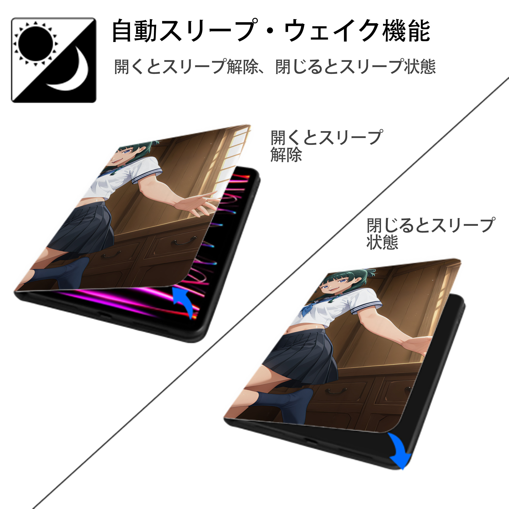 薬屋のひとりごと The Apothecary Diaries IPad ケース ブック型 PUレザー TPU 耐衝撃 軽量 薄型 ペン収納なし 全面保護 IPad 各モデル対応