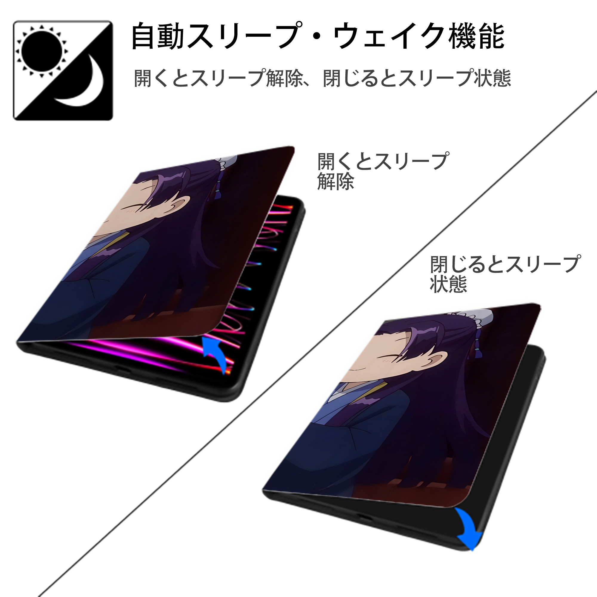薬屋のひとりごと The Apothecary Diaries IPad ケース ブック型 PUレザー TPU 耐衝撃 軽量 薄型 ペン収納なし 全面保護 IPad 各モデル対応