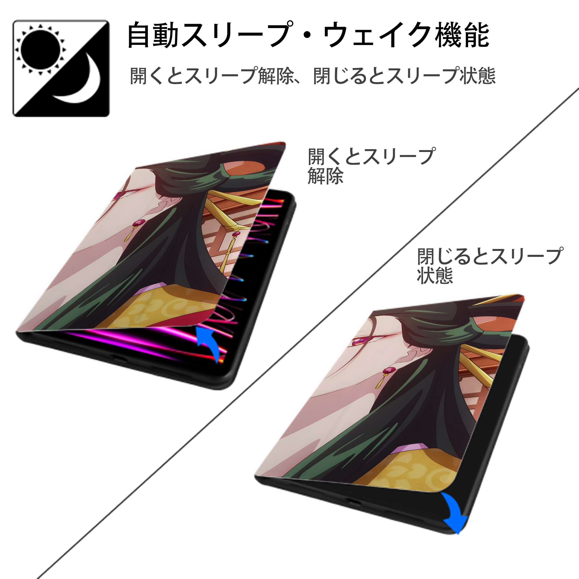 薬屋のひとりごと The Apothecary Diaries IPad ケース ブック型 PUレザー TPU 耐衝撃 軽量 薄型 ペン収納なし 全面保護 IPad 各モデル対応