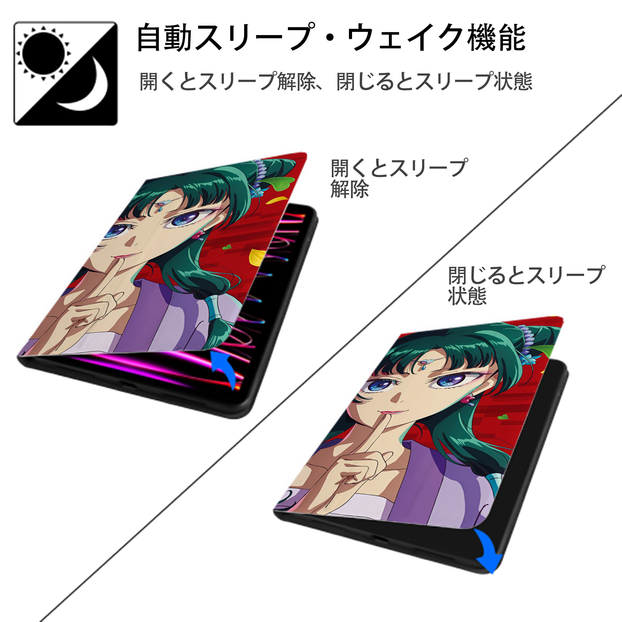 薬屋のひとりごと The Apothecary Diaries IPad ケース ブック型 PUレザー TPU 耐衝撃 軽量 薄型 ペン収納なし 全面保護 IPad 各モデル対応