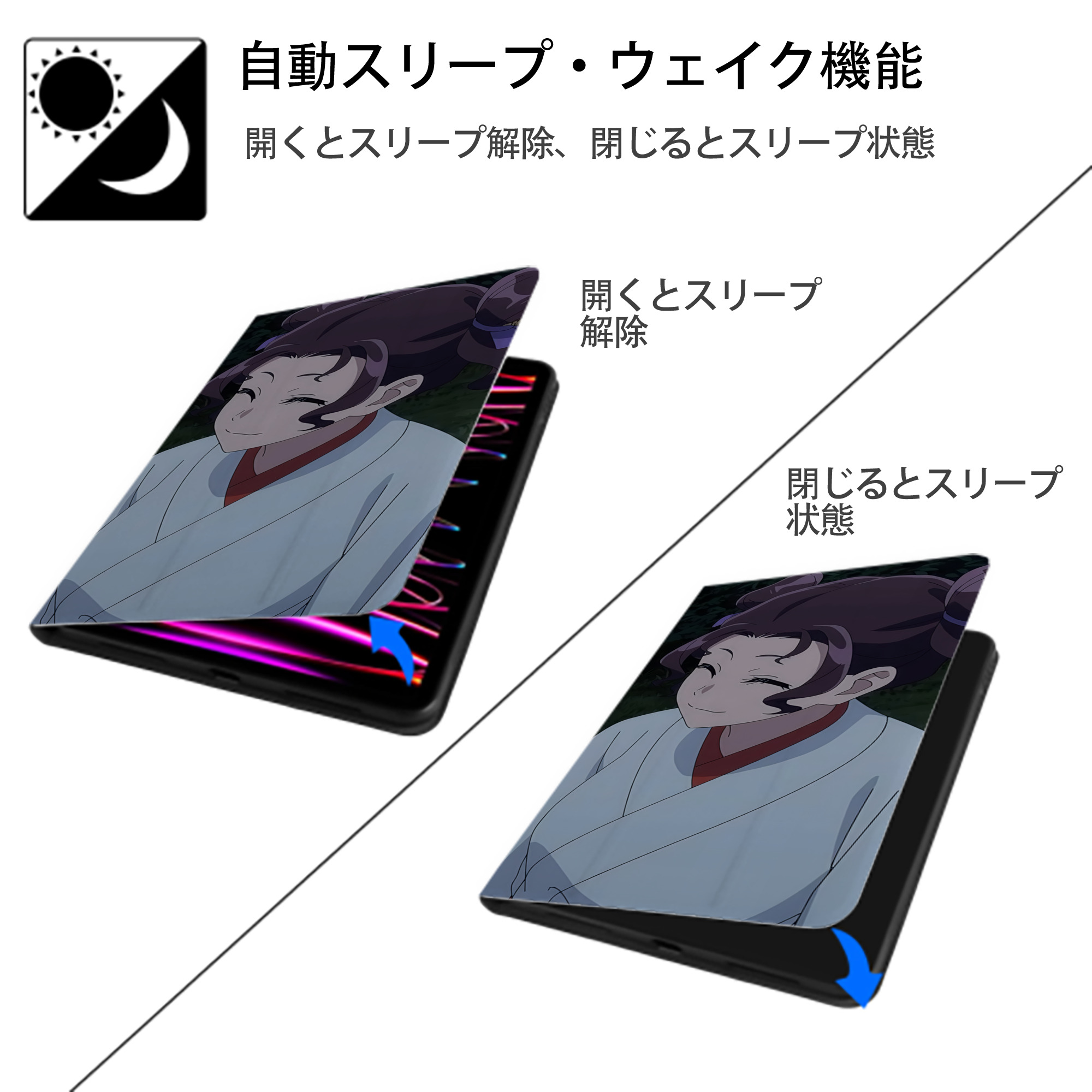 薬屋のひとりごと The Apothecary Diaries IPad ケース ブック型 PUレザー TPU 耐衝撃 軽量 薄型 ペン収納なし 全面保護 IPad 各モデル対応
