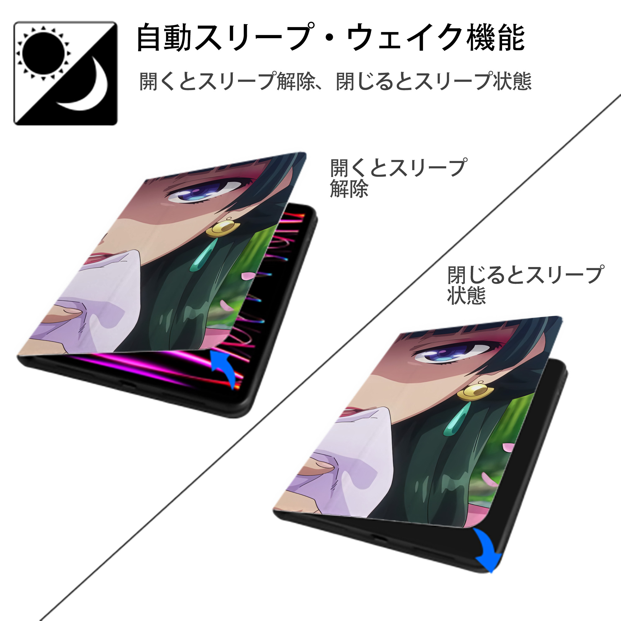 薬屋のひとりごと The Apothecary Diaries IPad ケース ブック型 PUレザー TPU 耐衝撃 軽量 薄型 ペン収納なし 全面保護 IPad 各モデル対応