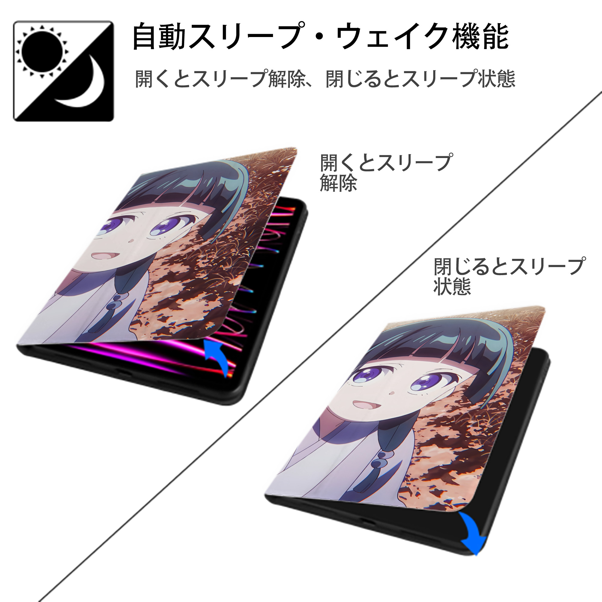 薬屋のひとりごと The Apothecary Diaries IPad ケース ブック型 PUレザー TPU 耐衝撃 軽量 薄型 ペン収納なし 全面保護 IPad 各モデル対応