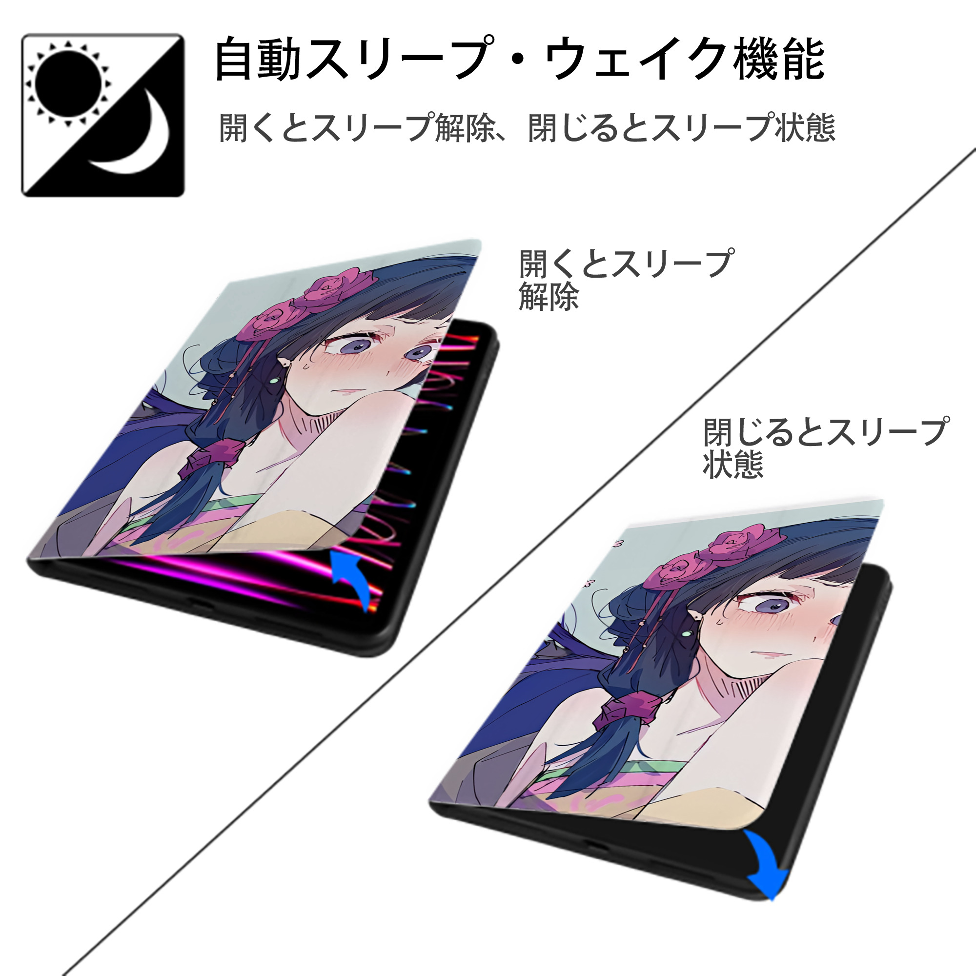 薬屋のひとりごと The Apothecary Diaries IPad ケース ブック型 PUレザー TPU 耐衝撃 軽量 薄型 ペン収納なし 全面保護 IPad 各モデル対応