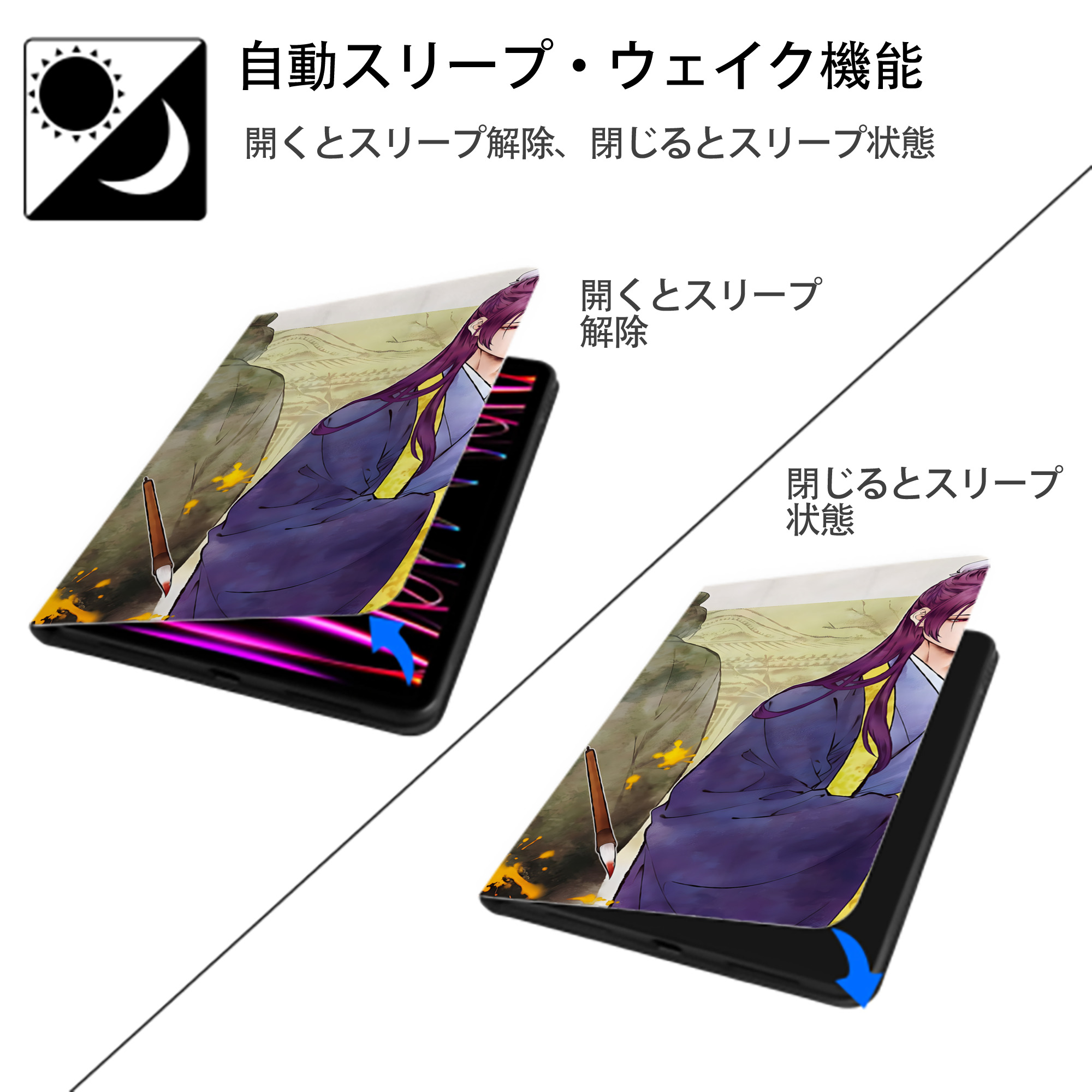 薬屋のひとりごと The Apothecary Diaries IPad ケース ブック型 PUレザー TPU 耐衝撃 軽量 薄型 ペン収納なし 全面保護 IPad 各モデル対応