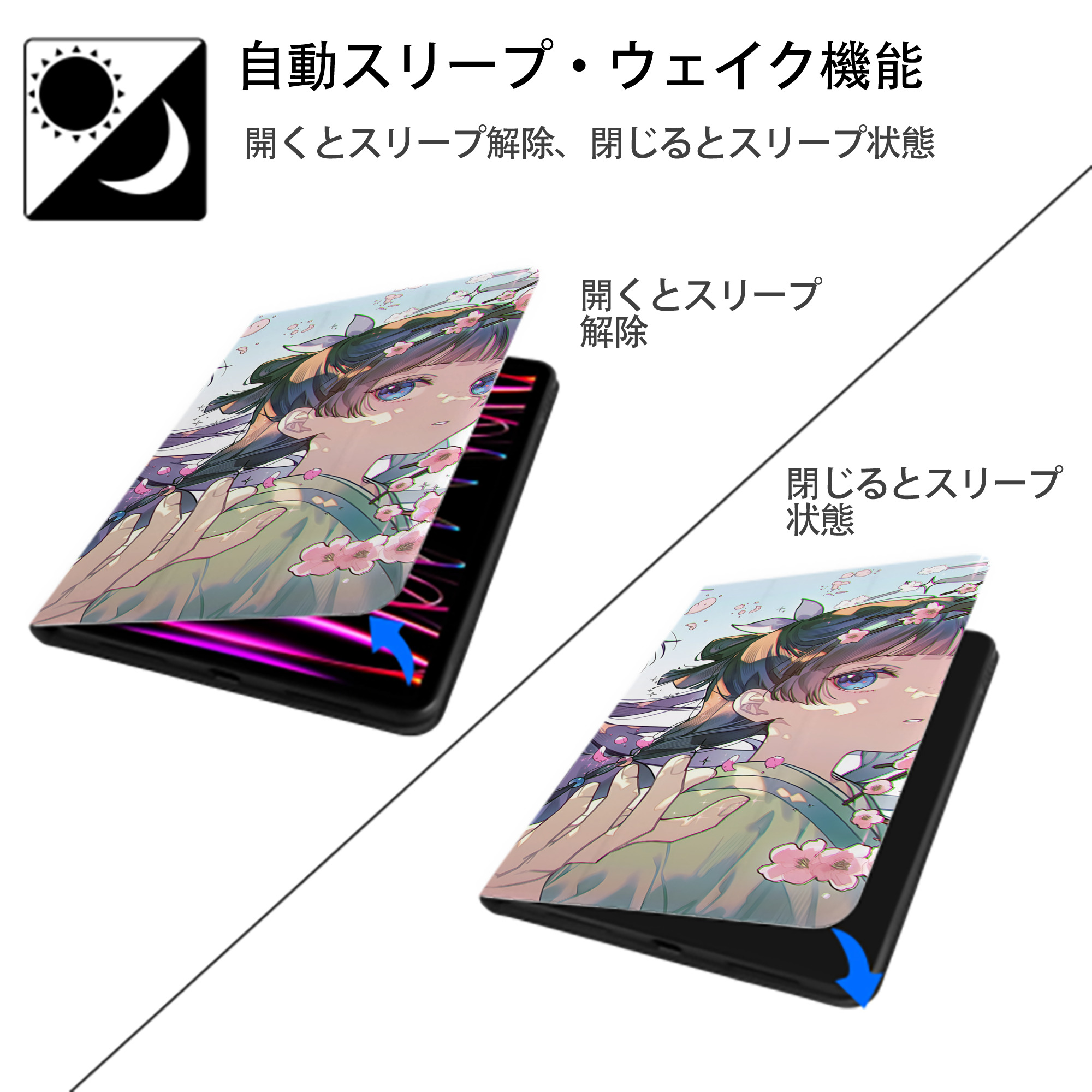 薬屋のひとりごと The Apothecary Diaries IPad ケース ブック型 PUレザー TPU 耐衝撃 軽量 薄型 ペン収納なし 全面保護 IPad 各モデル対応