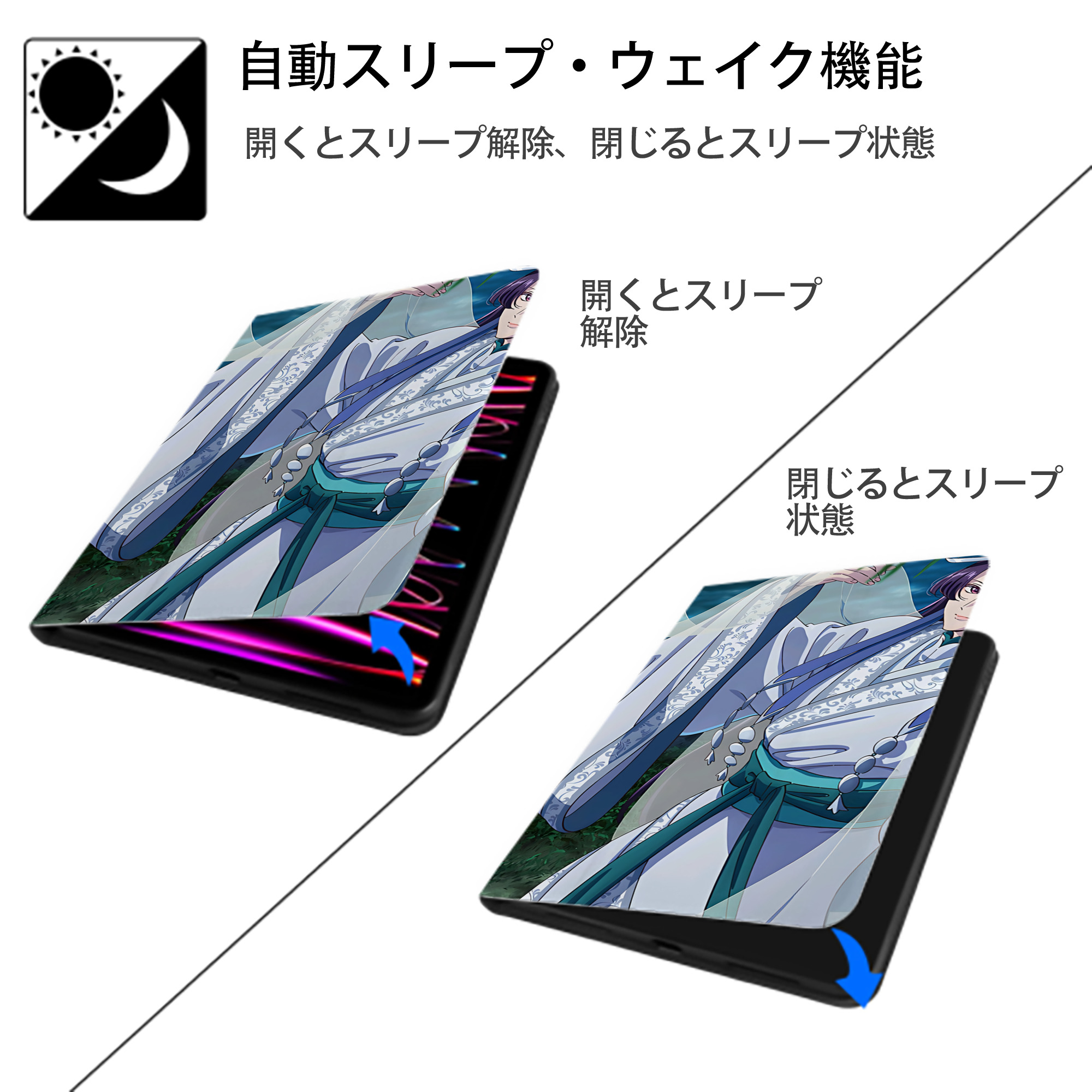 薬屋のひとりごと The Apothecary Diaries IPad ケース ブック型 PUレザー TPU 耐衝撃 軽量 薄型 ペン収納なし 全面保護 IPad 各モデル対応