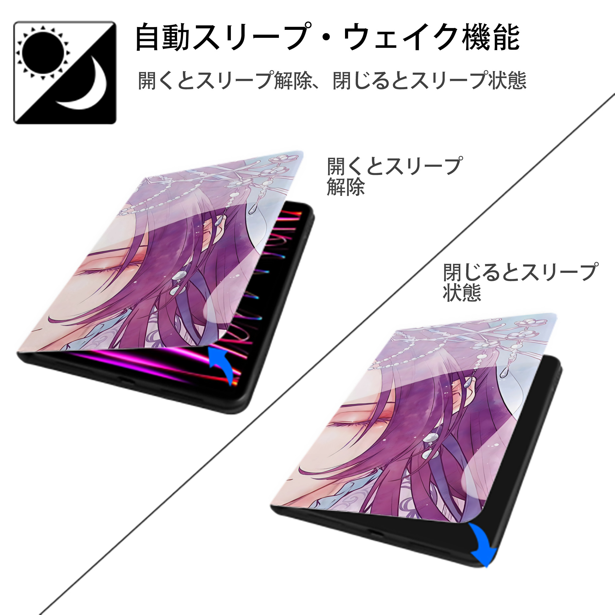 薬屋のひとりごと The Apothecary Diaries IPad ケース ブック型 PUレザー TPU 耐衝撃 軽量 薄型 ペン収納なし 全面保護 IPad 各モデル対応