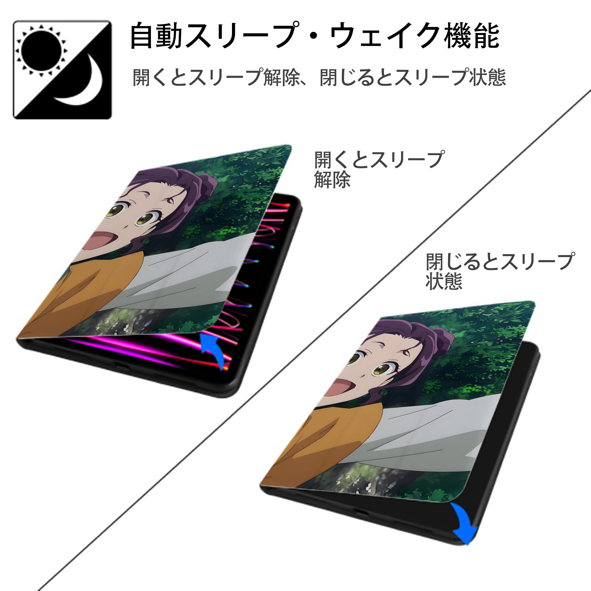 薬屋のひとりごと The Apothecary Diaries IPad ケース ブック型 PUレザー TPU 耐衝撃 軽量 薄型 ペン収納なし 全面保護 IPad 各モデル対応