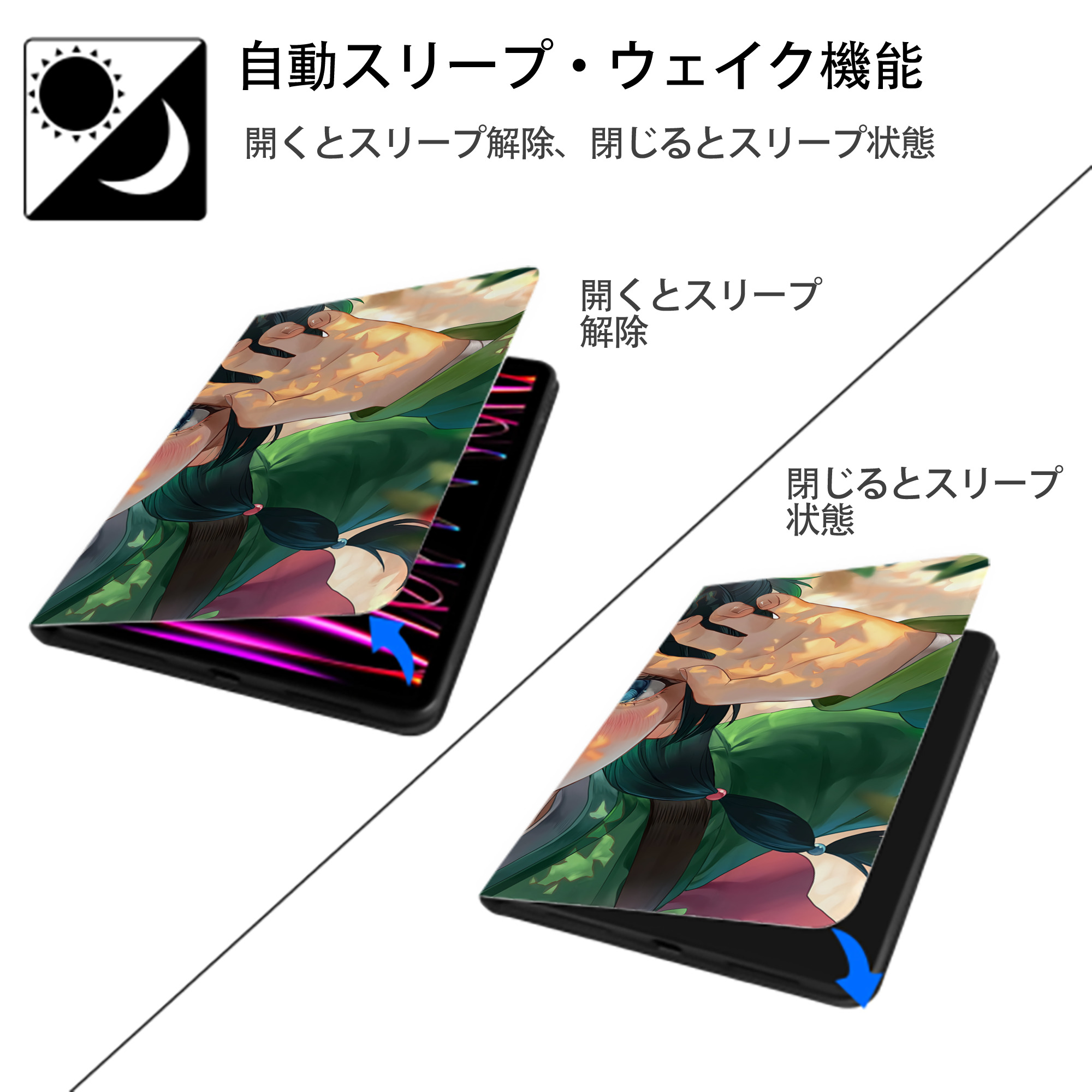薬屋のひとりごと The Apothecary Diaries IPad ケース ブック型 PUレザー TPU 耐衝撃 軽量 薄型 ペン収納なし 全面保護 IPad 各モデル対応