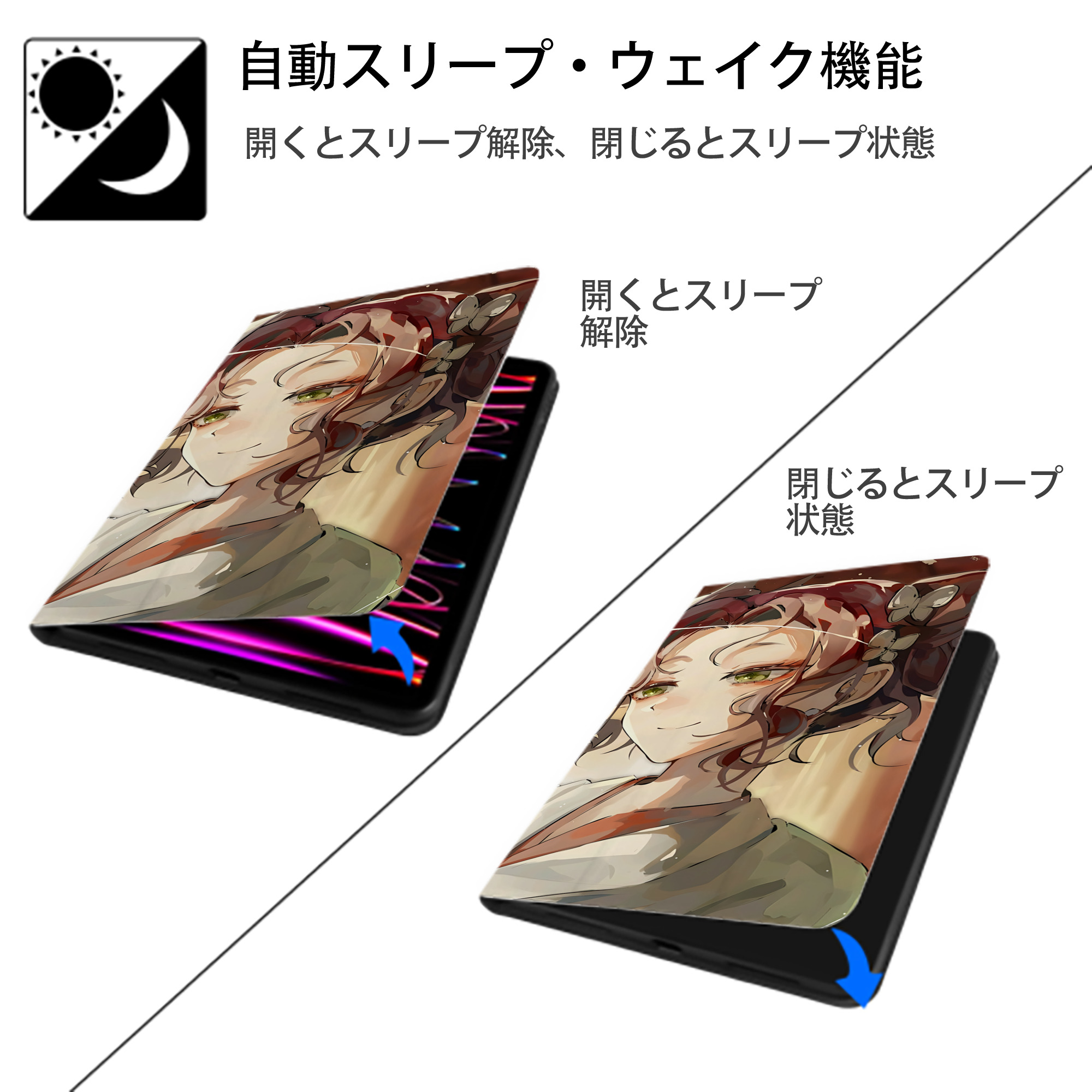 薬屋のひとりごと The Apothecary Diaries IPad ケース ブック型 PUレザー TPU 耐衝撃 軽量 薄型 ペン収納なし 全面保護 IPad 各モデル対応