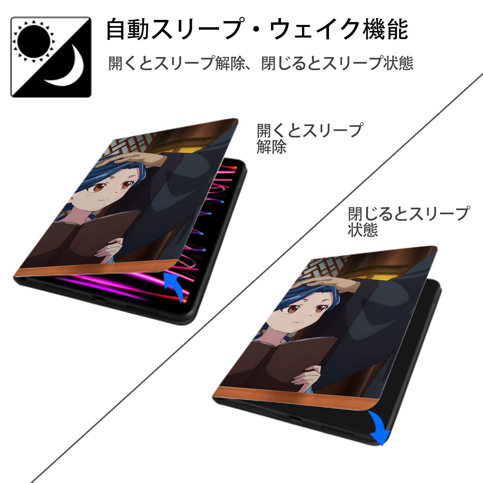 薬屋のひとりごと The Apothecary Diaries IPad ケース ブック型 PUレザー TPU 耐衝撃 軽量 薄型 ペン収納なし 全面保護 IPad 各モデル対応