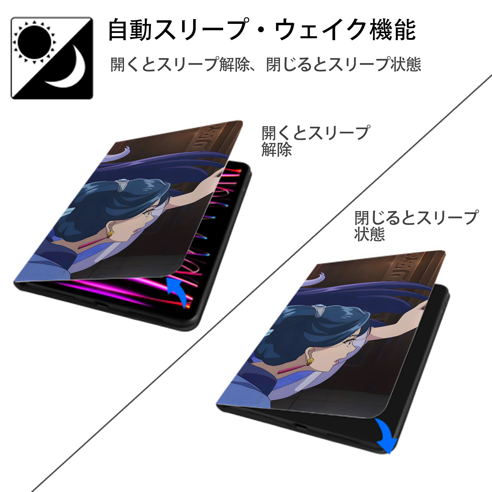 薬屋のひとりごと The Apothecary Diaries IPad ケース ブック型 PUレザー TPU 耐衝撃 軽量 薄型 ペン収納なし 全面保護 IPad 各モデル対応