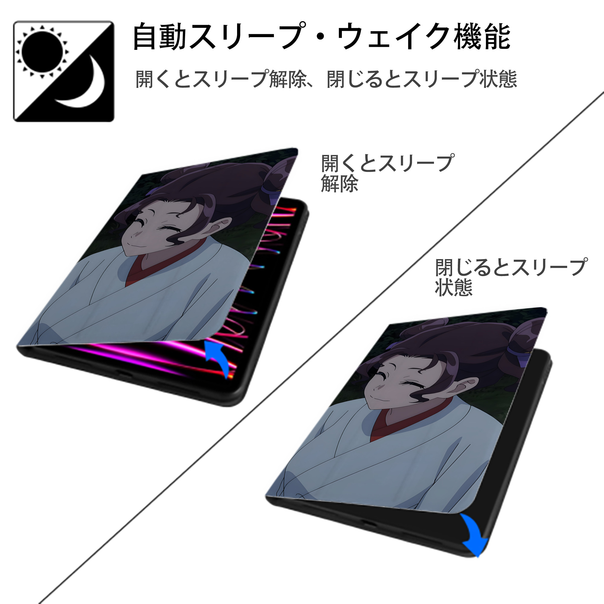 薬屋のひとりごと The Apothecary Diaries IPad ケース ブック型 PUレザー TPU 耐衝撃 軽量 薄型 ペン収納なし 全面保護 IPad 各モデル対応