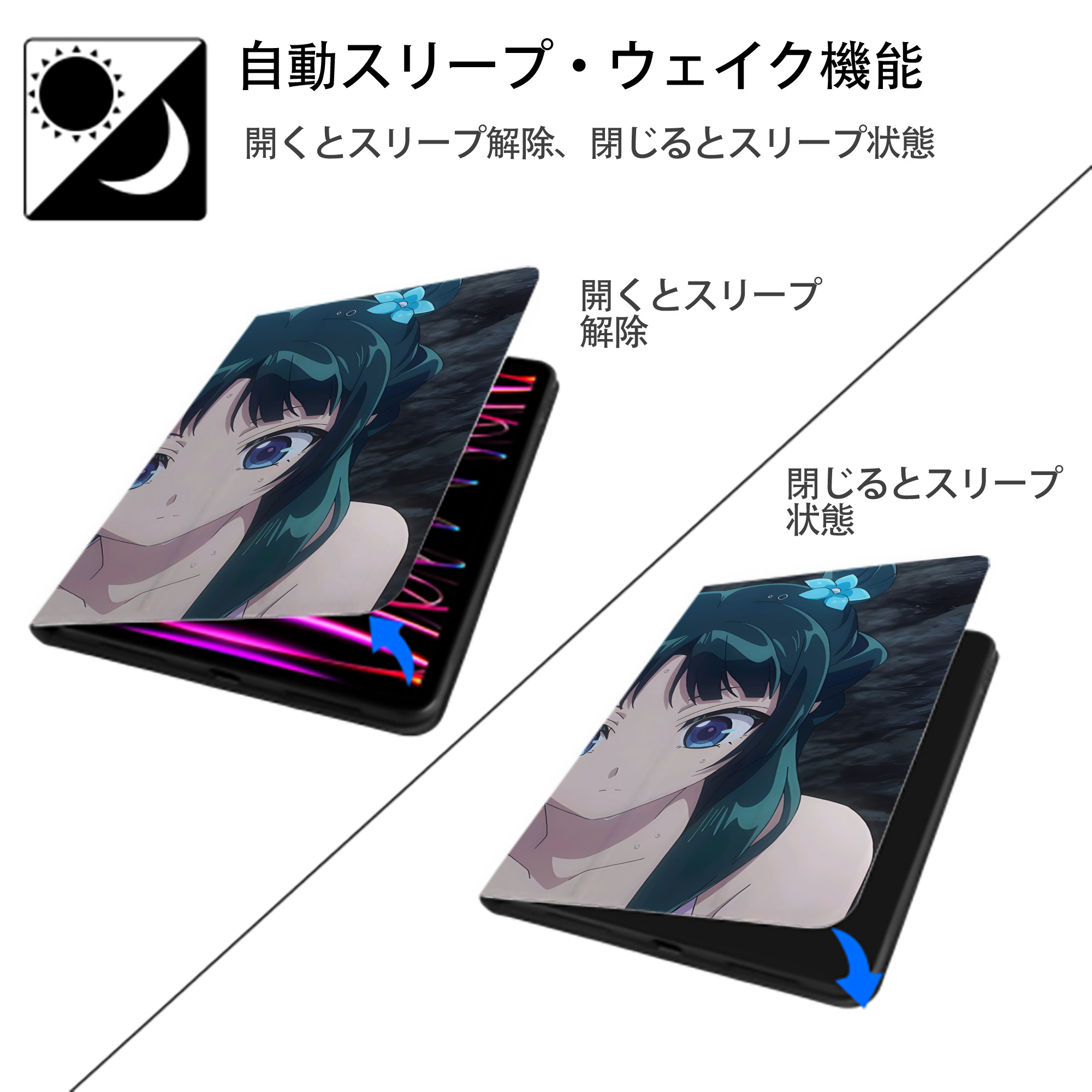 薬屋のひとりごと The Apothecary Diaries IPad ケース ブック型 PUレザー TPU 耐衝撃 軽量 薄型 ペン収納なし 全面保護 IPad 各モデル対応