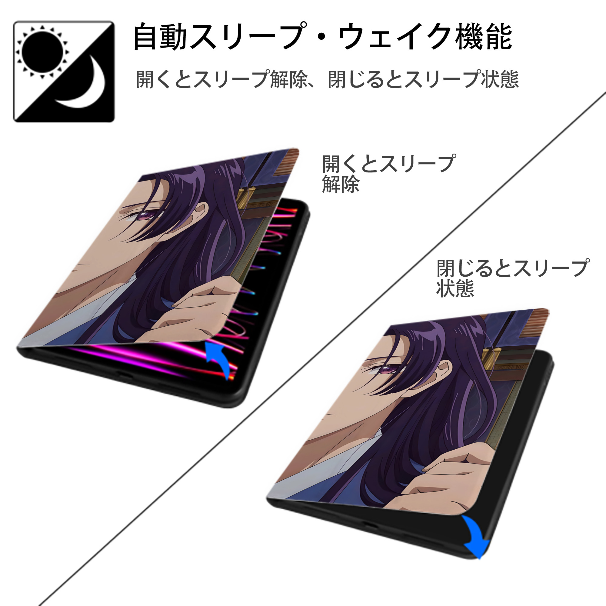 薬屋のひとりごと The Apothecary Diaries IPad ケース ブック型 PUレザー TPU 耐衝撃 軽量 薄型 ペン収納なし 全面保護 IPad 各モデル対応