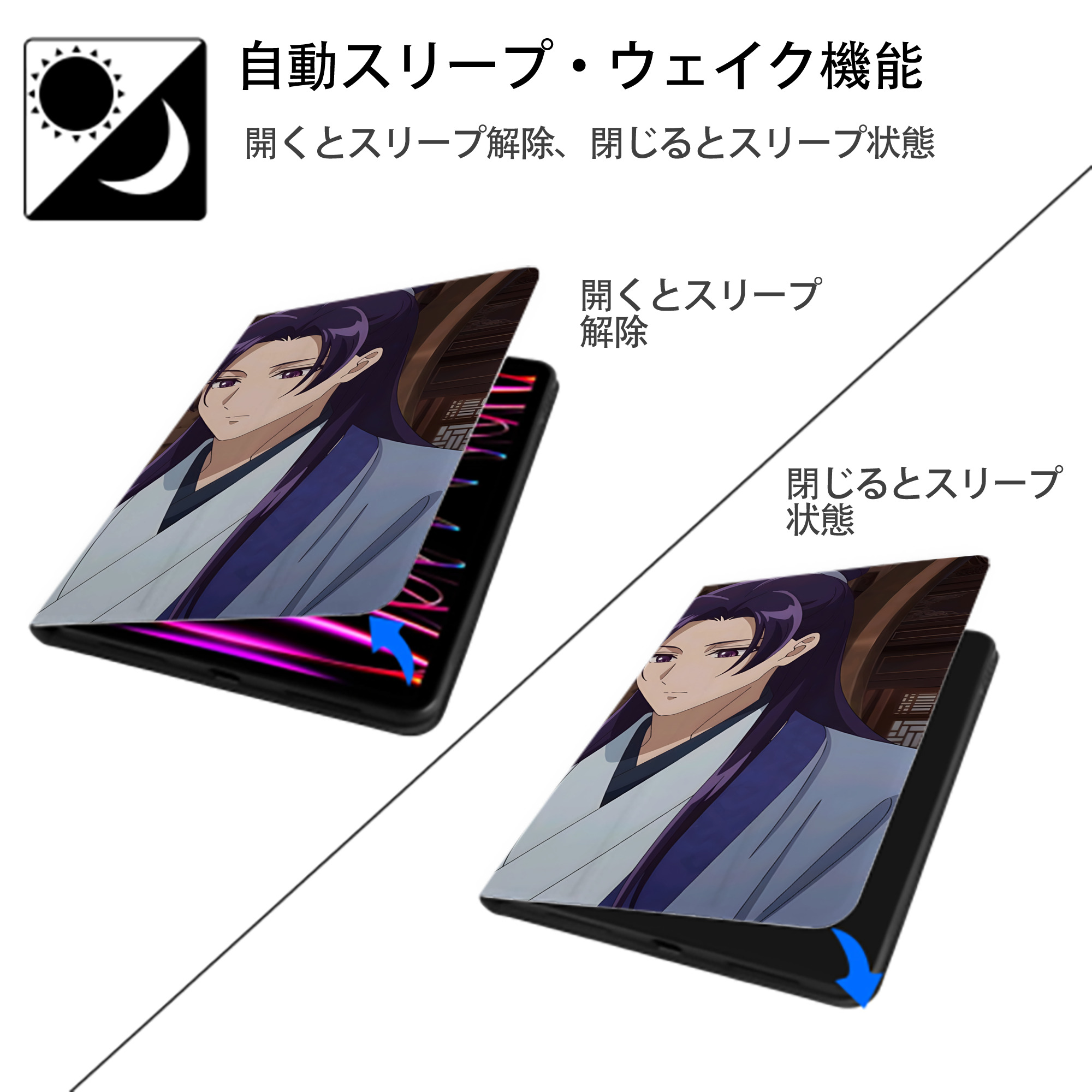 薬屋のひとりごと The Apothecary Diaries IPad ケース ブック型 PUレザー TPU 耐衝撃 軽量 薄型 ペン収納なし 全面保護 IPad 各モデル対応