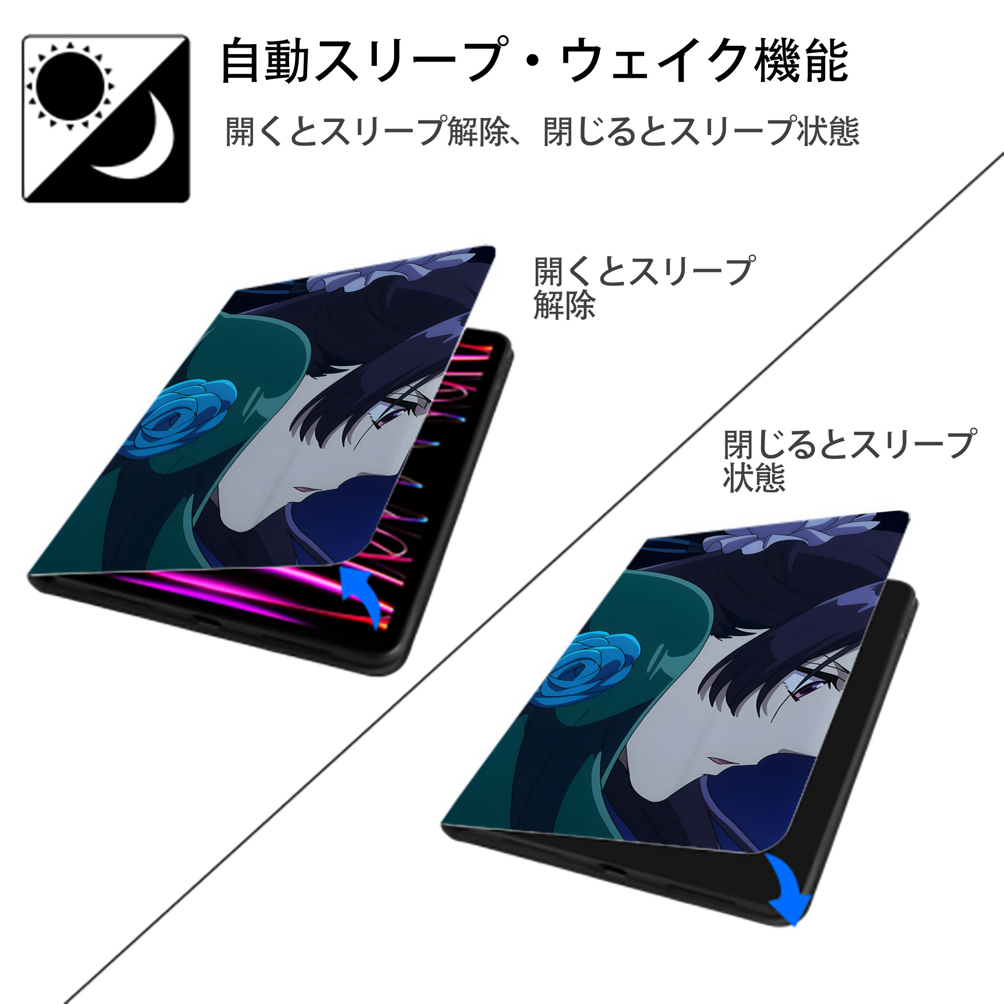 薬屋のひとりごと The Apothecary Diaries IPad ケース ブック型 PUレザー TPU 耐衝撃 軽量 薄型 ペン収納なし 全面保護 IPad 各モデル対応