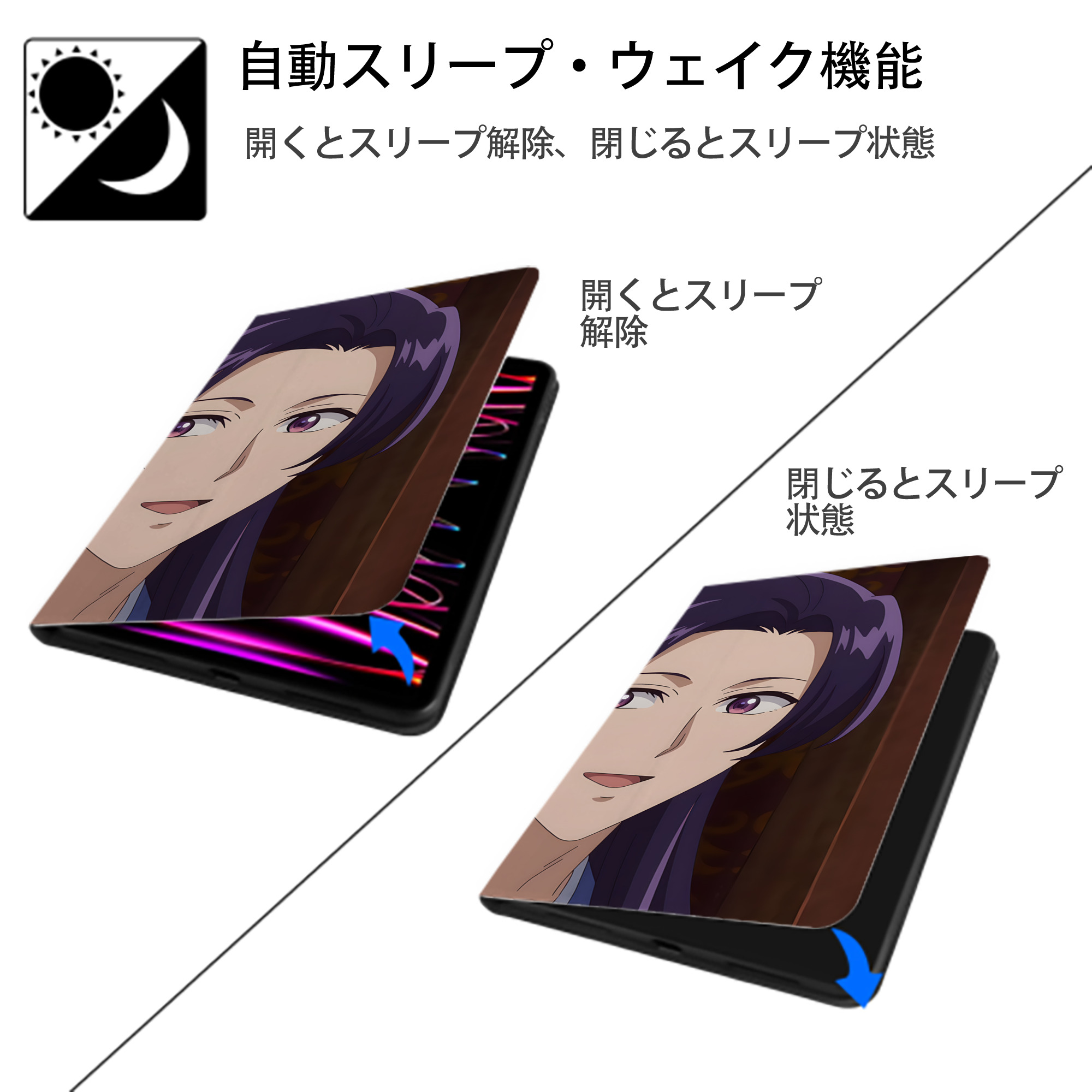 薬屋のひとりごと The Apothecary Diaries IPad ケース ブック型 PUレザー TPU 耐衝撃 軽量 薄型 ペン収納なし 全面保護 IPad 各モデル対応