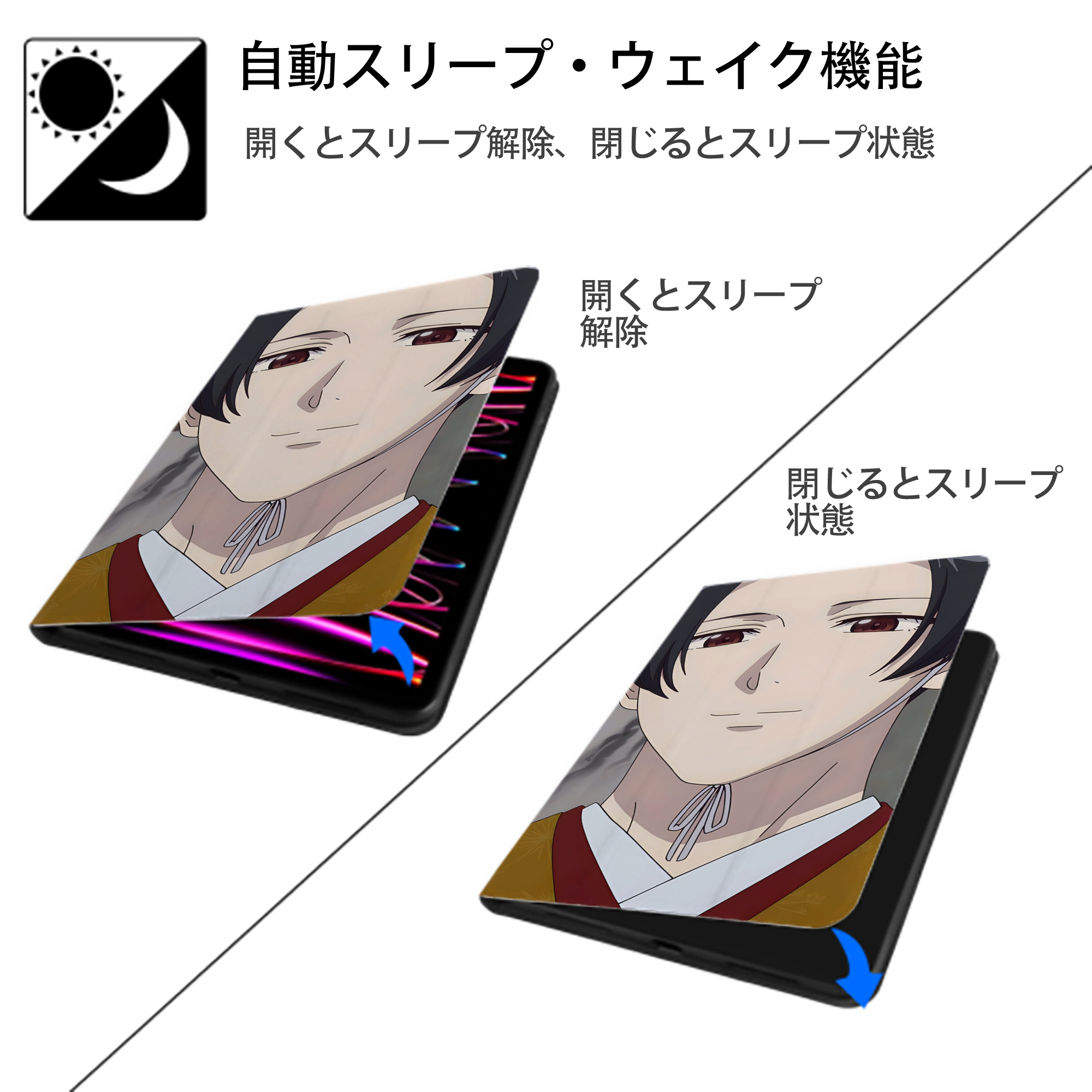 薬屋のひとりごと The Apothecary Diaries IPad ケース ブック型 PUレザー TPU 耐衝撃 軽量 薄型 ペン収納なし 全面保護 IPad 各モデル対応