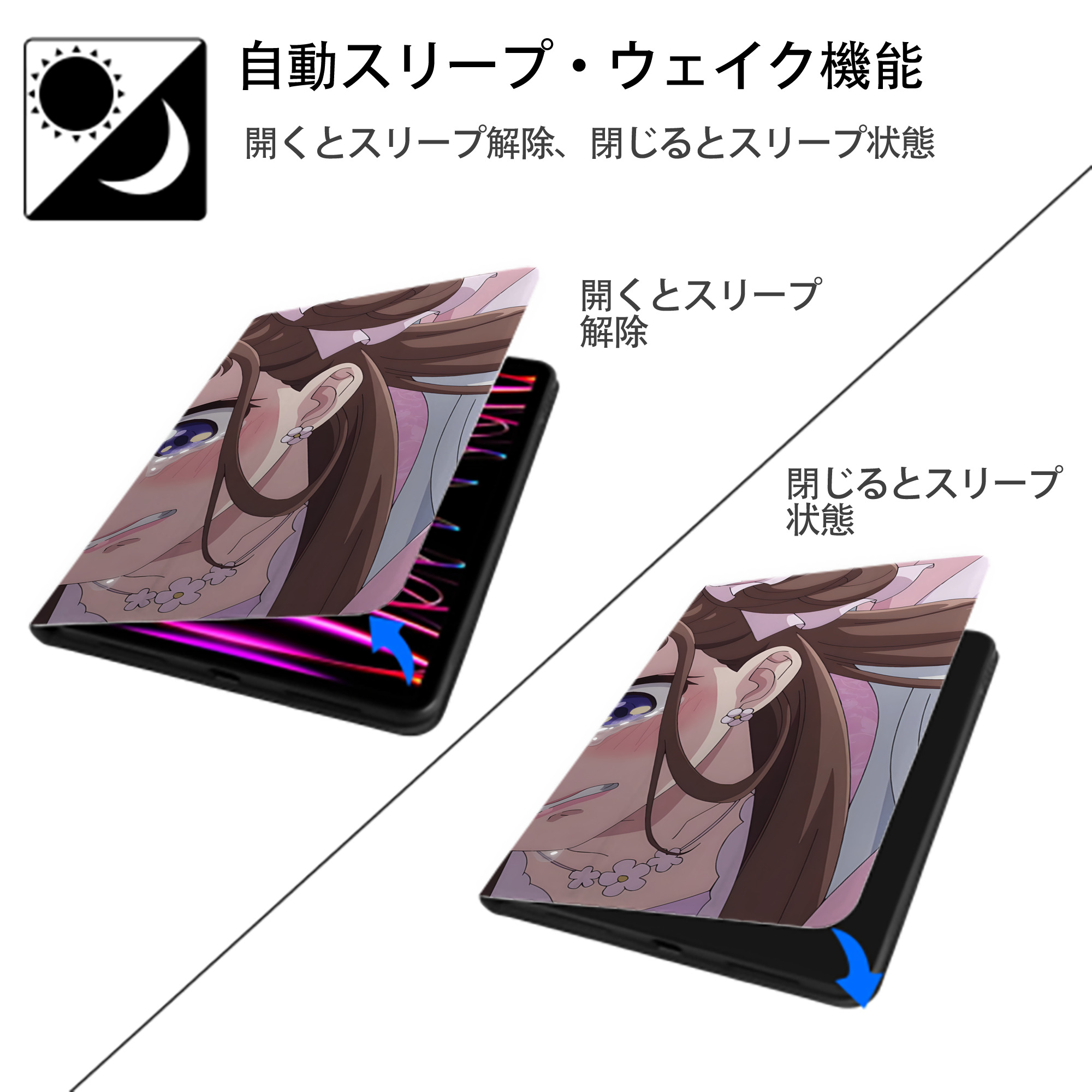 薬屋のひとりごと The Apothecary Diaries IPad ケース ブック型 PUレザー TPU 耐衝撃 軽量 薄型 ペン収納なし 全面保護 IPad 各モデル対応