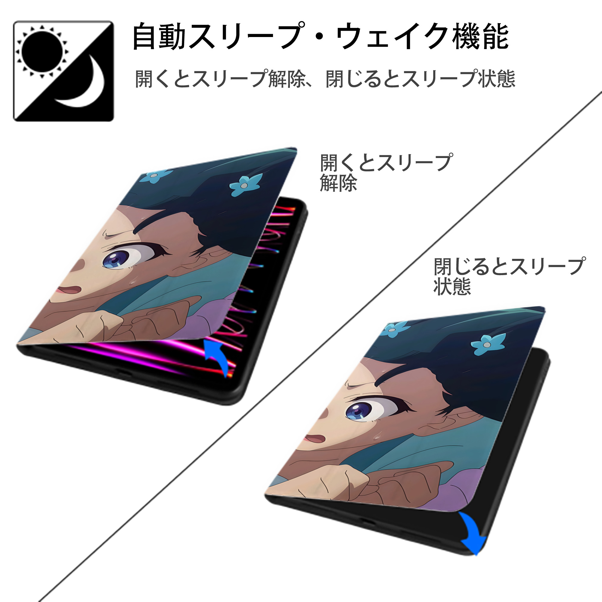 薬屋のひとりごと The Apothecary Diaries IPad ケース ブック型 PUレザー TPU 耐衝撃 軽量 薄型 ペン収納なし 全面保護 IPad 各モデル対応