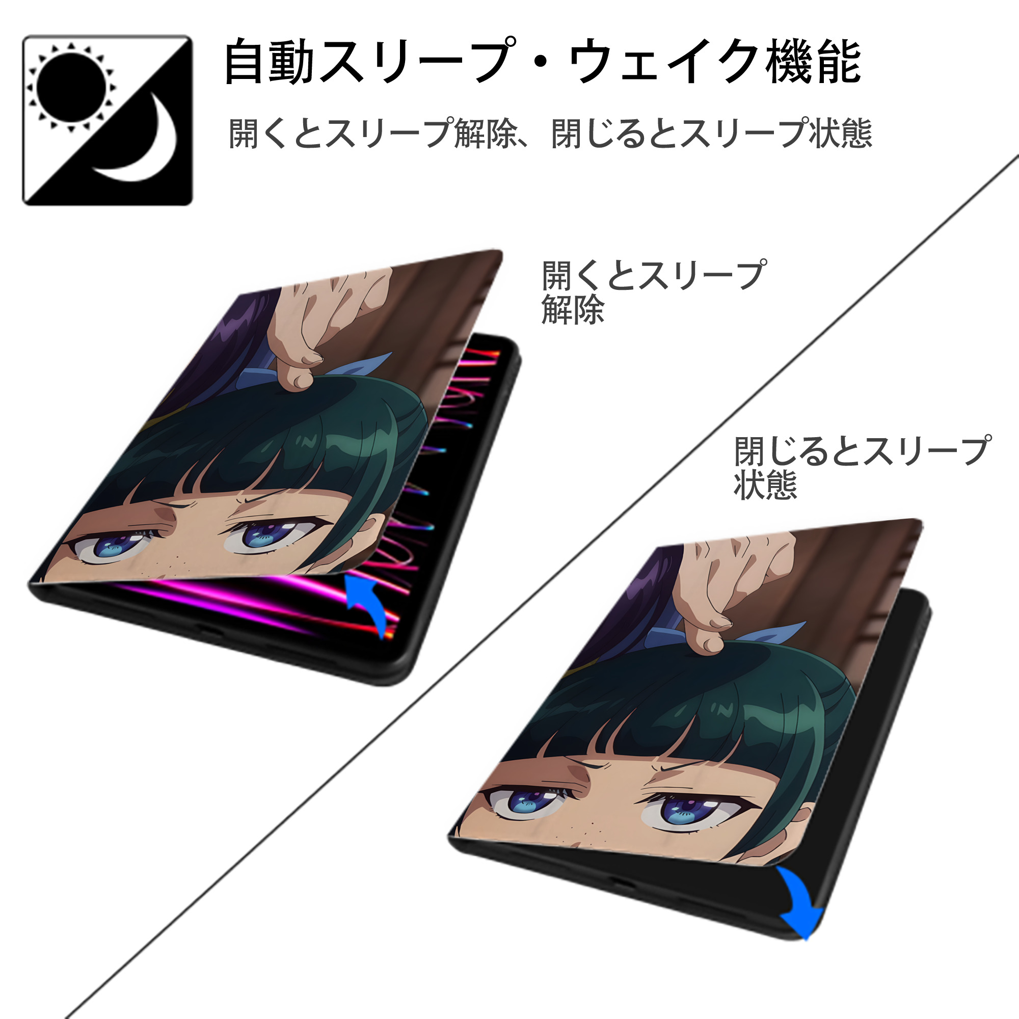 薬屋のひとりごと The Apothecary Diaries IPad ケース ブック型 PUレザー TPU 耐衝撃 軽量 薄型 ペン収納なし 全面保護 IPad 各モデル対応