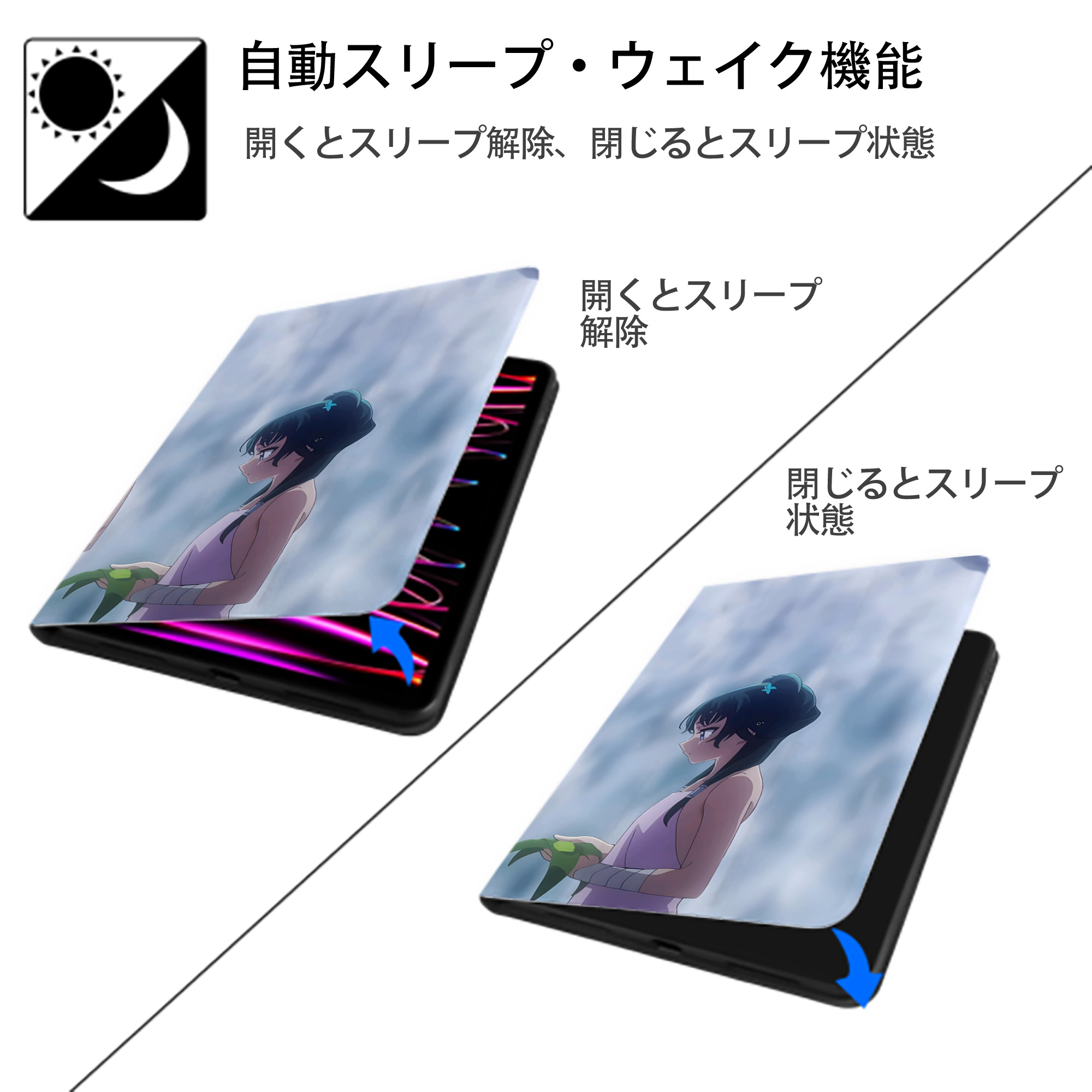 薬屋のひとりごと The Apothecary Diaries IPad ケース ブック型 PUレザー TPU 耐衝撃 軽量 薄型 ペン収納なし 全面保護 IPad 各モデル対応