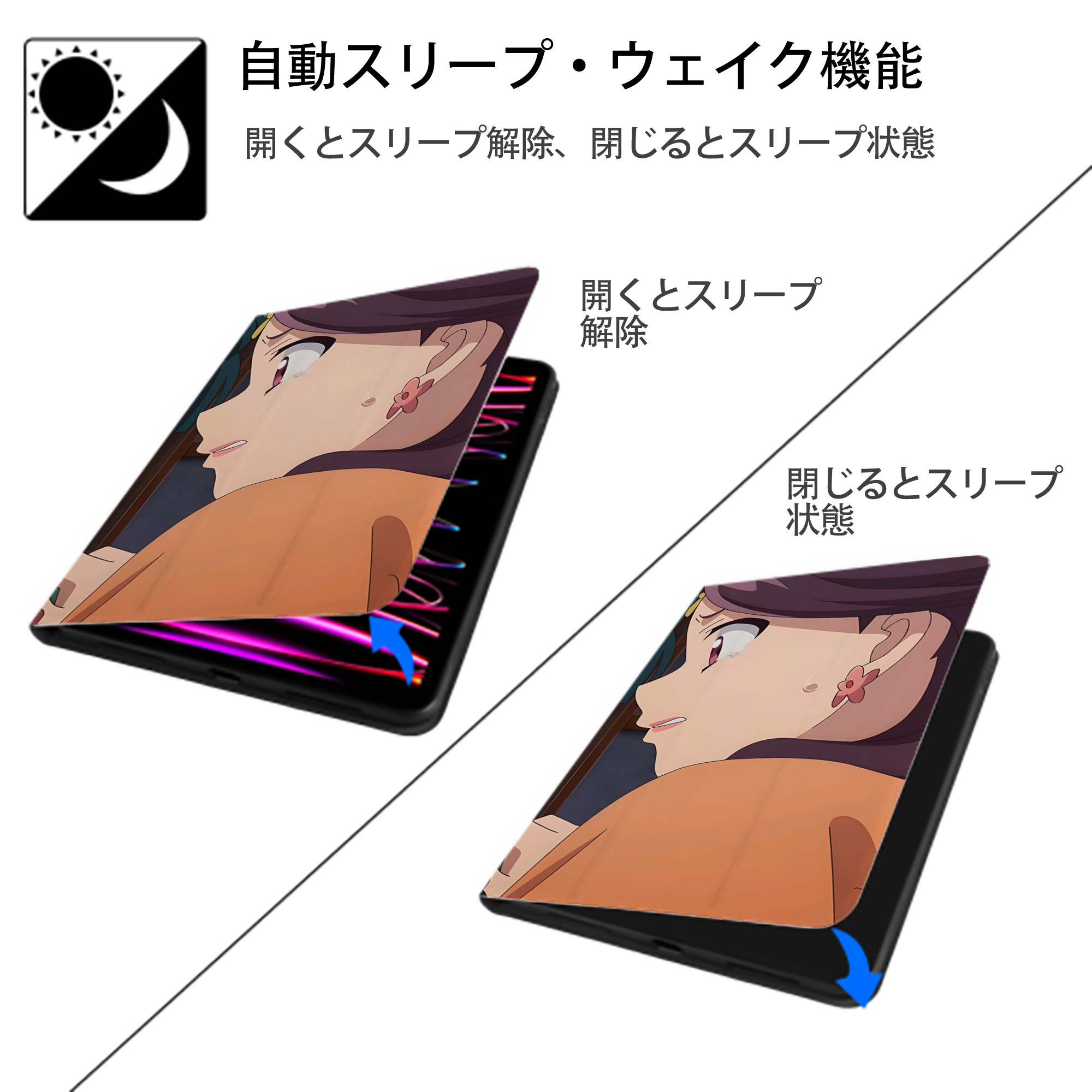 薬屋のひとりごと The Apothecary Diaries IPad ケース ブック型 PUレザー TPU 耐衝撃 軽量 薄型 ペン収納なし 全面保護 IPad 各モデル対応