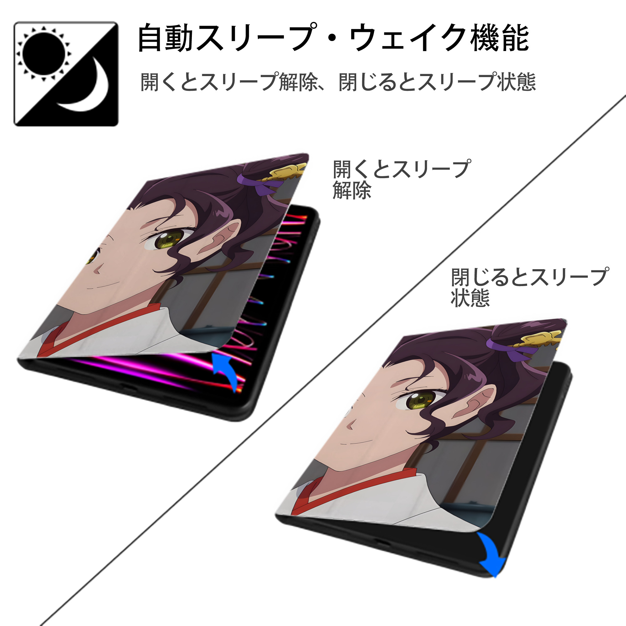 薬屋のひとりごと The Apothecary Diaries IPad ケース ブック型 PUレザー TPU 耐衝撃 軽量 薄型 ペン収納なし 全面保護 IPad 各モデル対応