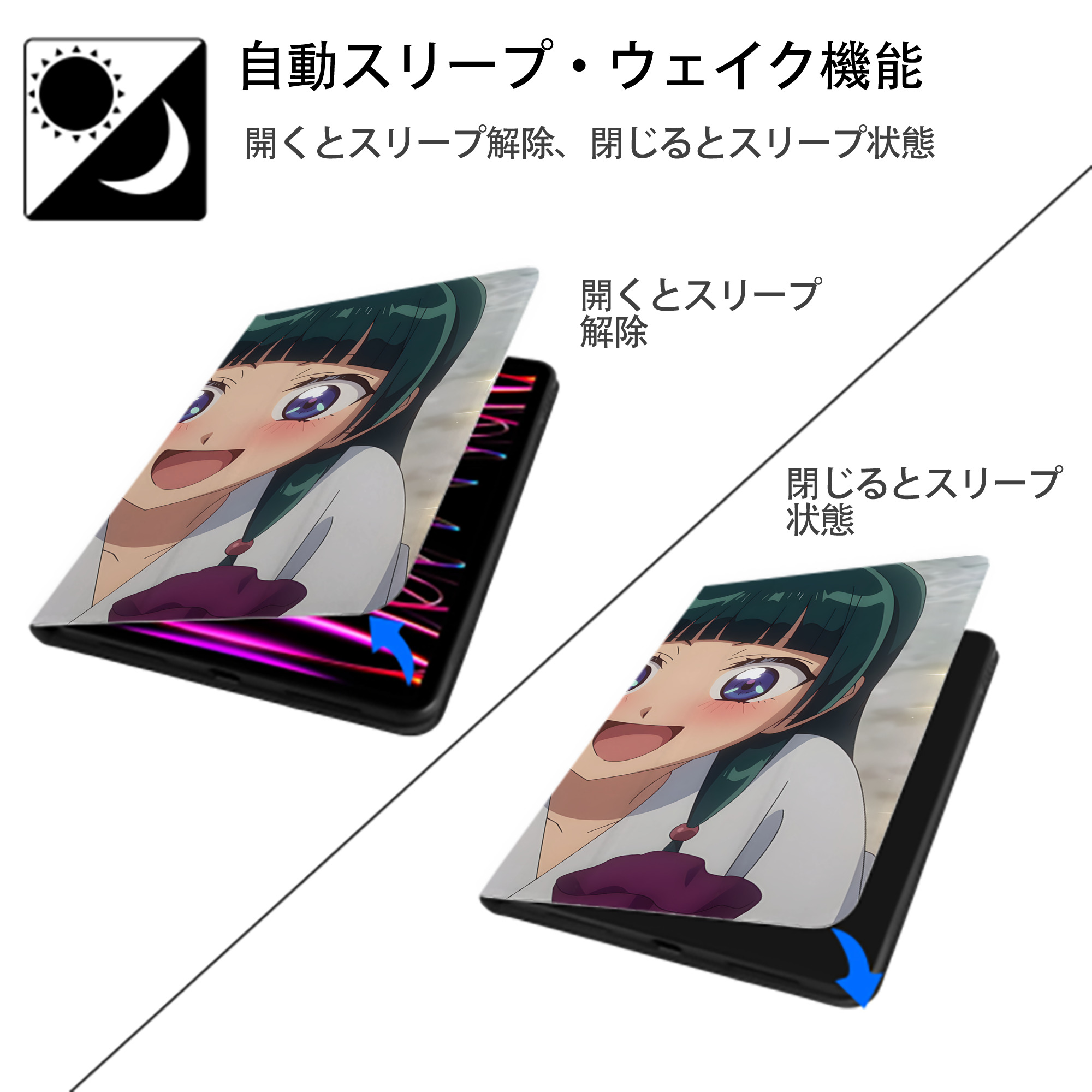 薬屋のひとりごと The Apothecary Diaries IPad ケース ブック型 PUレザー TPU 耐衝撃 軽量 薄型 ペン収納なし 全面保護 IPad 各モデル対応