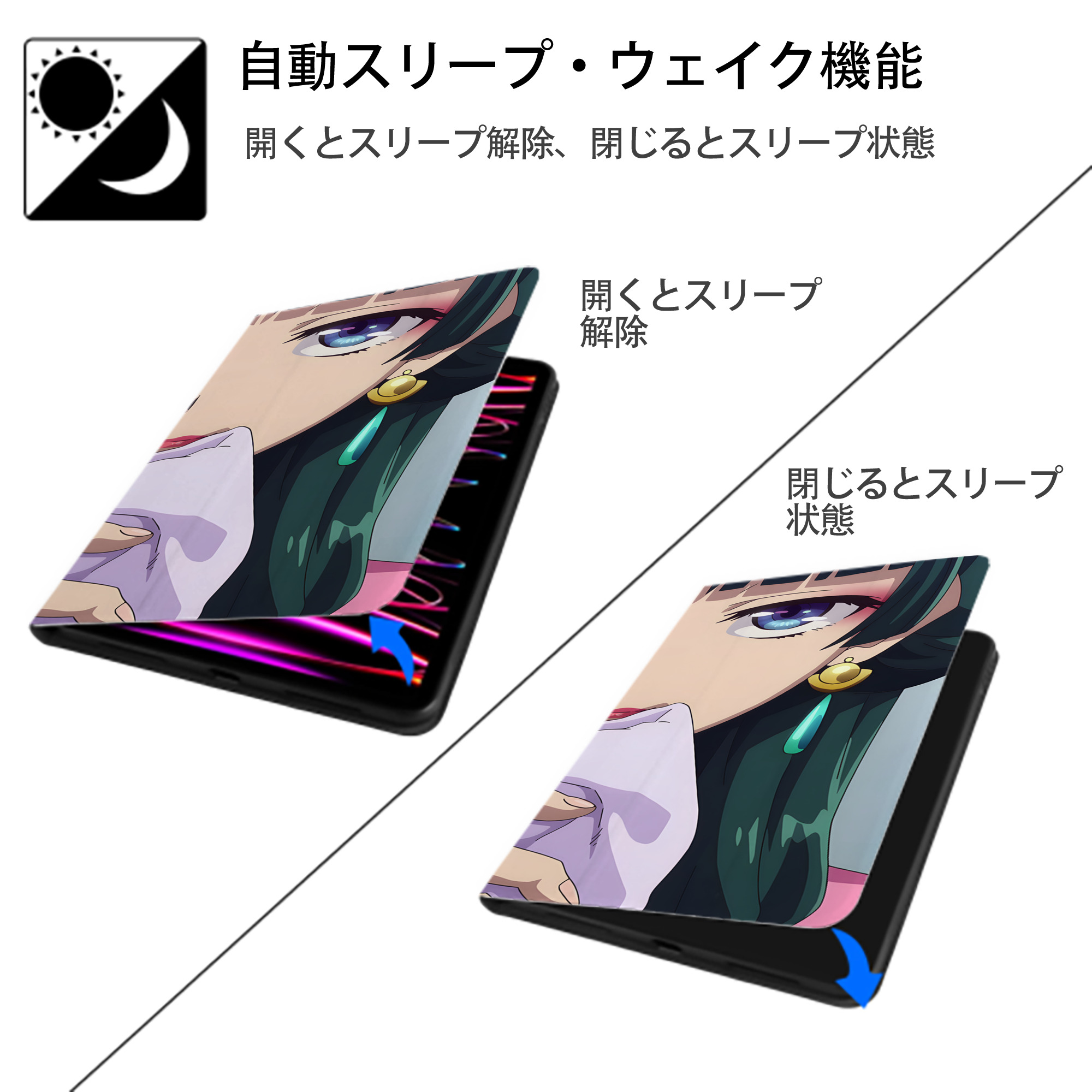 薬屋のひとりごと The Apothecary Diaries IPad ケース ブック型 PUレザー TPU 耐衝撃 軽量 薄型 ペン収納なし 全面保護 IPad 各モデル対応