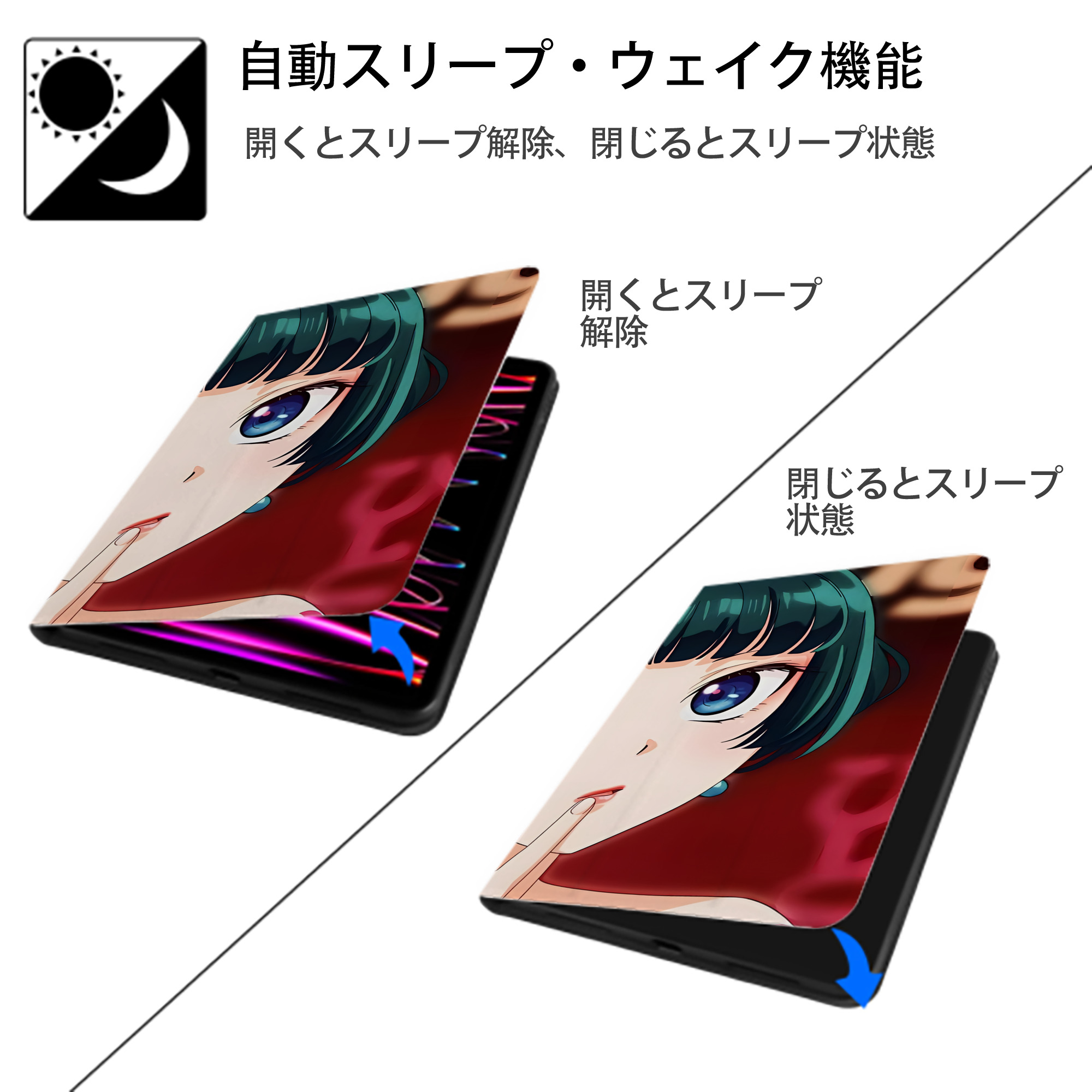 薬屋のひとりごと The Apothecary Diaries IPad ケース ブック型 PUレザー TPU 耐衝撃 軽量 薄型 ペン収納なし 全面保護 IPad 各モデル対応