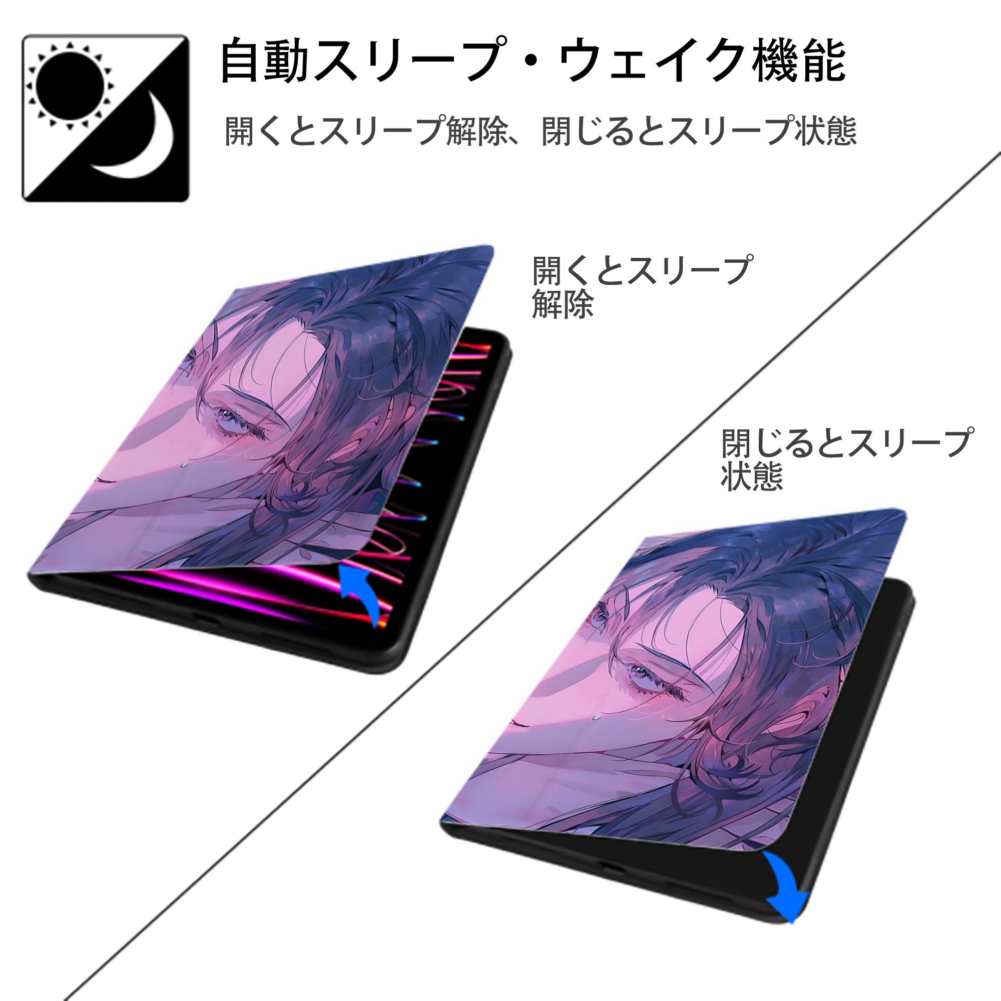 薬屋のひとりごと The Apothecary Diaries IPadケース ペンホルダー付き ブックスタイルデザイン