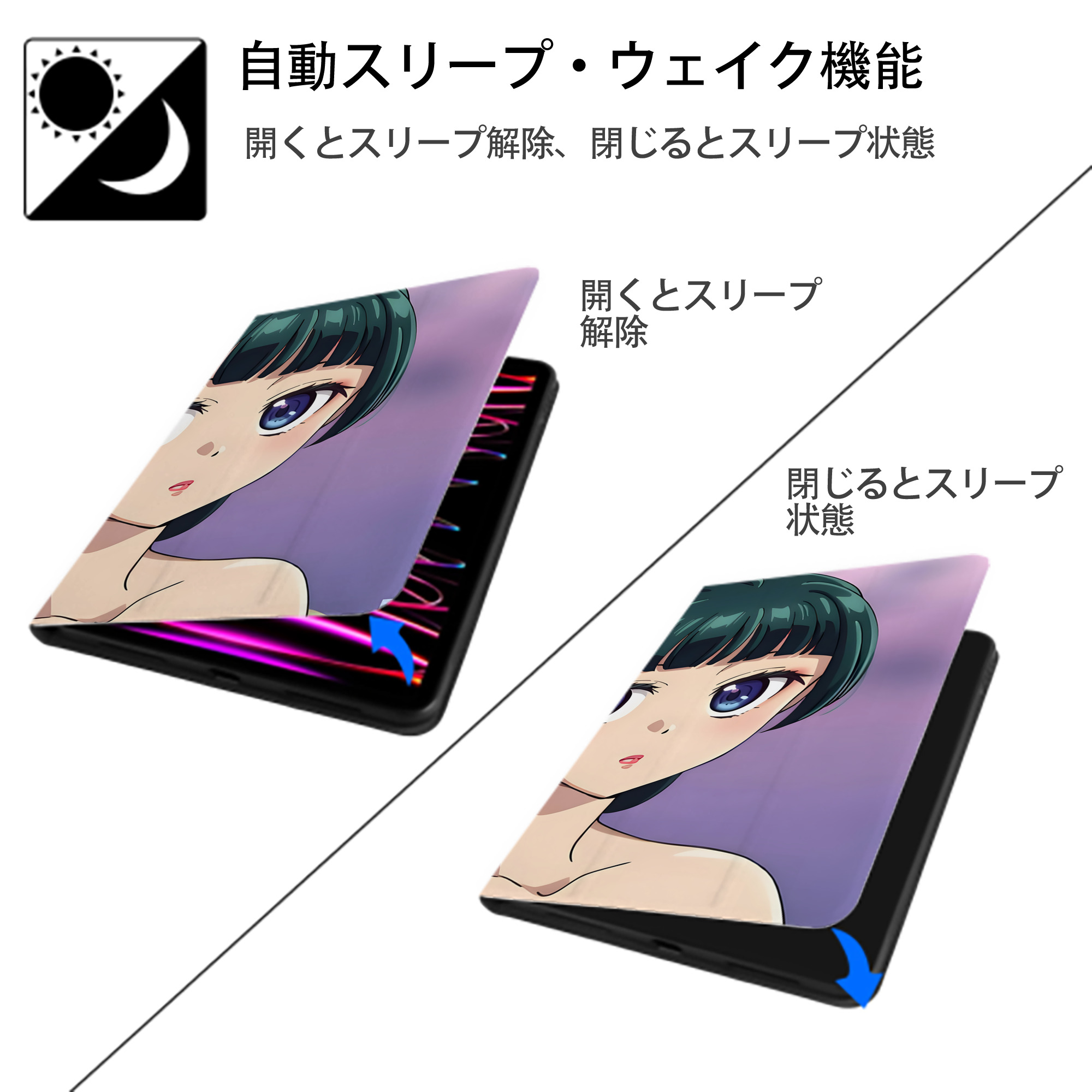 薬屋のひとりごと The Apothecary Diaries IPadケース ペンホルダー付き ブックスタイルデザイン
