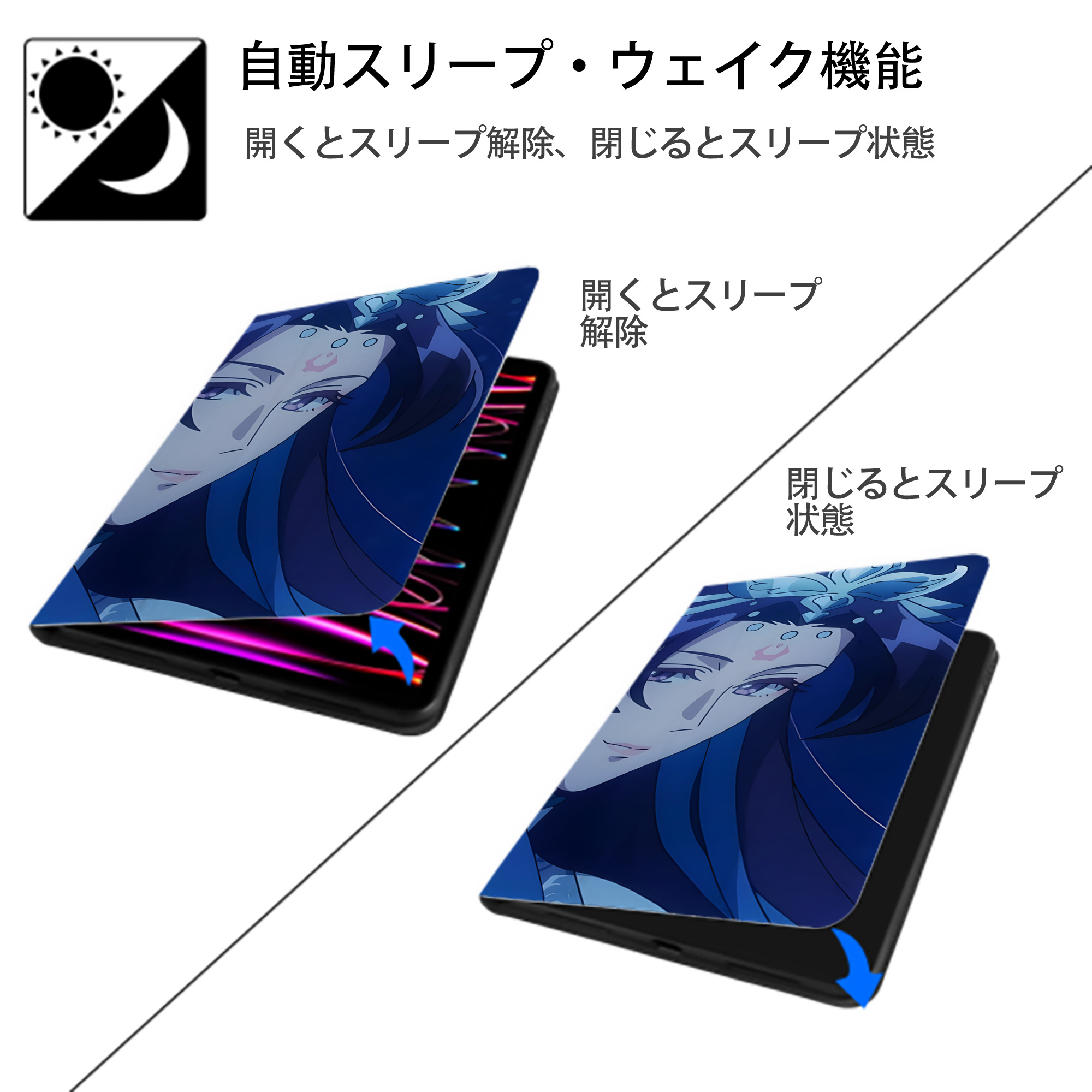 薬屋のひとりごと The Apothecary Diaries IPadケース ペンホルダー付き ブックスタイルデザイン