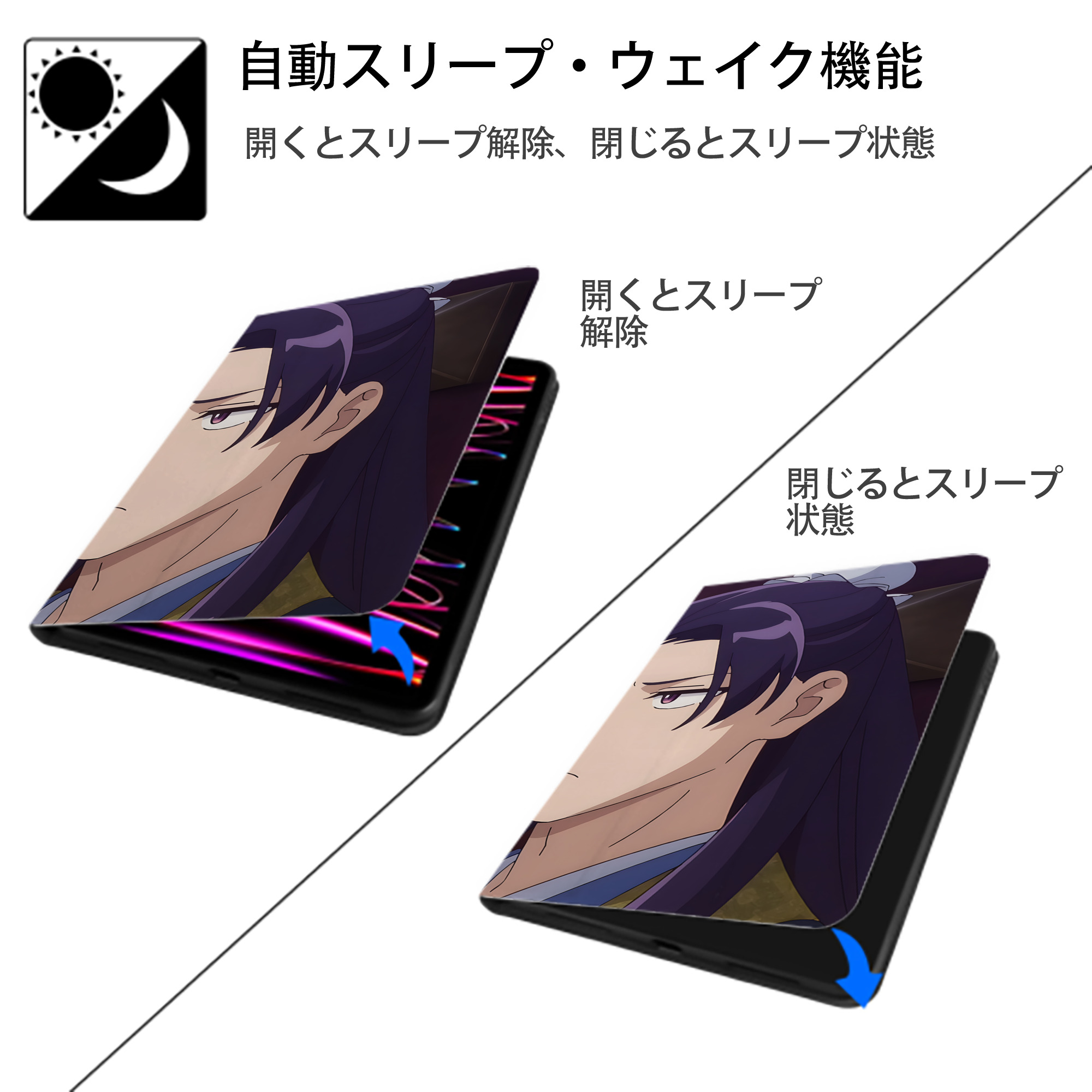 薬屋のひとりごと The Apothecary Diaries IPadケース ペンホルダー付き ブックスタイルデザイン