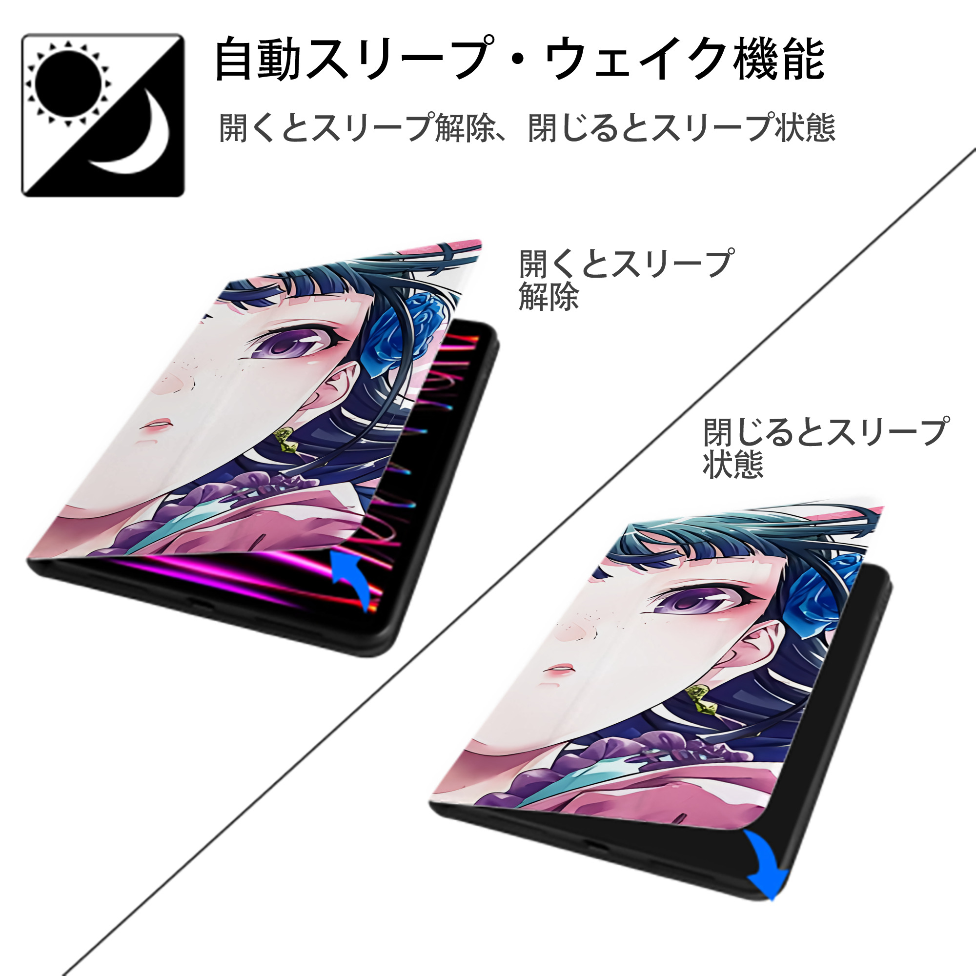 薬屋のひとりごと The Apothecary Diaries IPadケース ペンホルダー付き ブックスタイルデザイン
