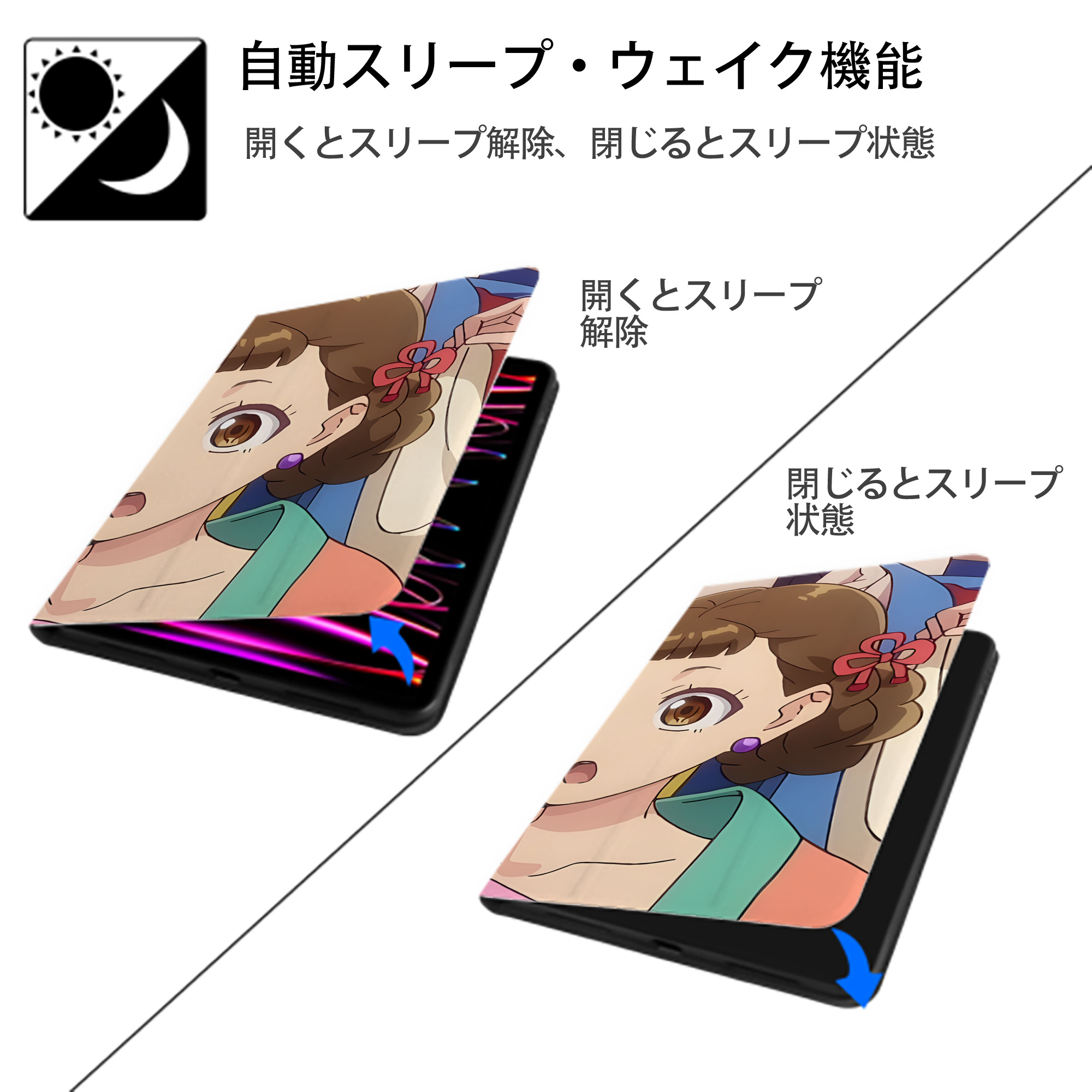 薬屋のひとりごと The Apothecary Diaries IPadケース ペンホルダー付き ブックスタイルデザイン
