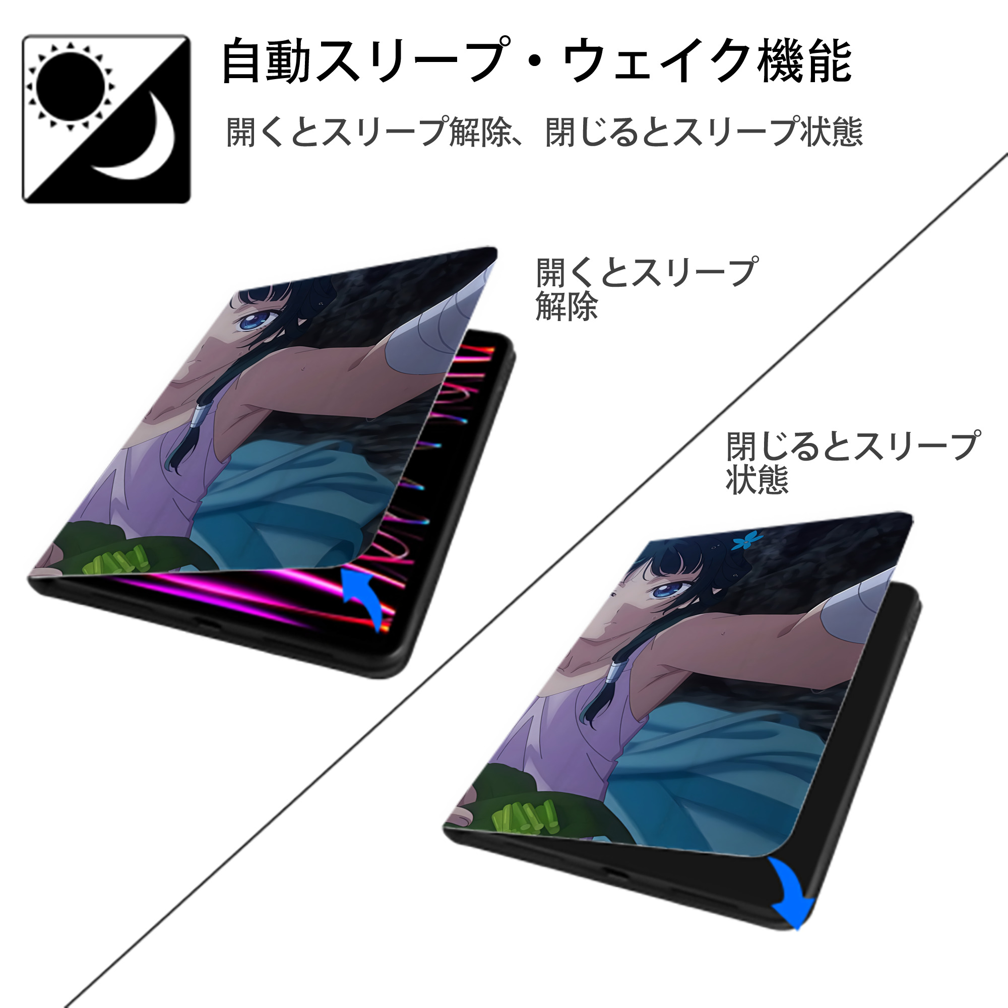 薬屋のひとりごと The Apothecary Diaries IPadケース ペンホルダー付き ブックスタイルデザイン