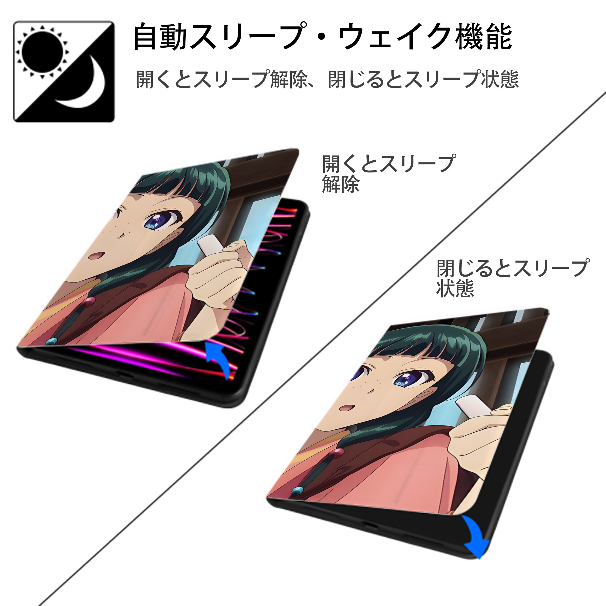 薬屋のひとりごと The Apothecary Diaries IPadケース ペンホルダー付き ブックスタイルデザイン