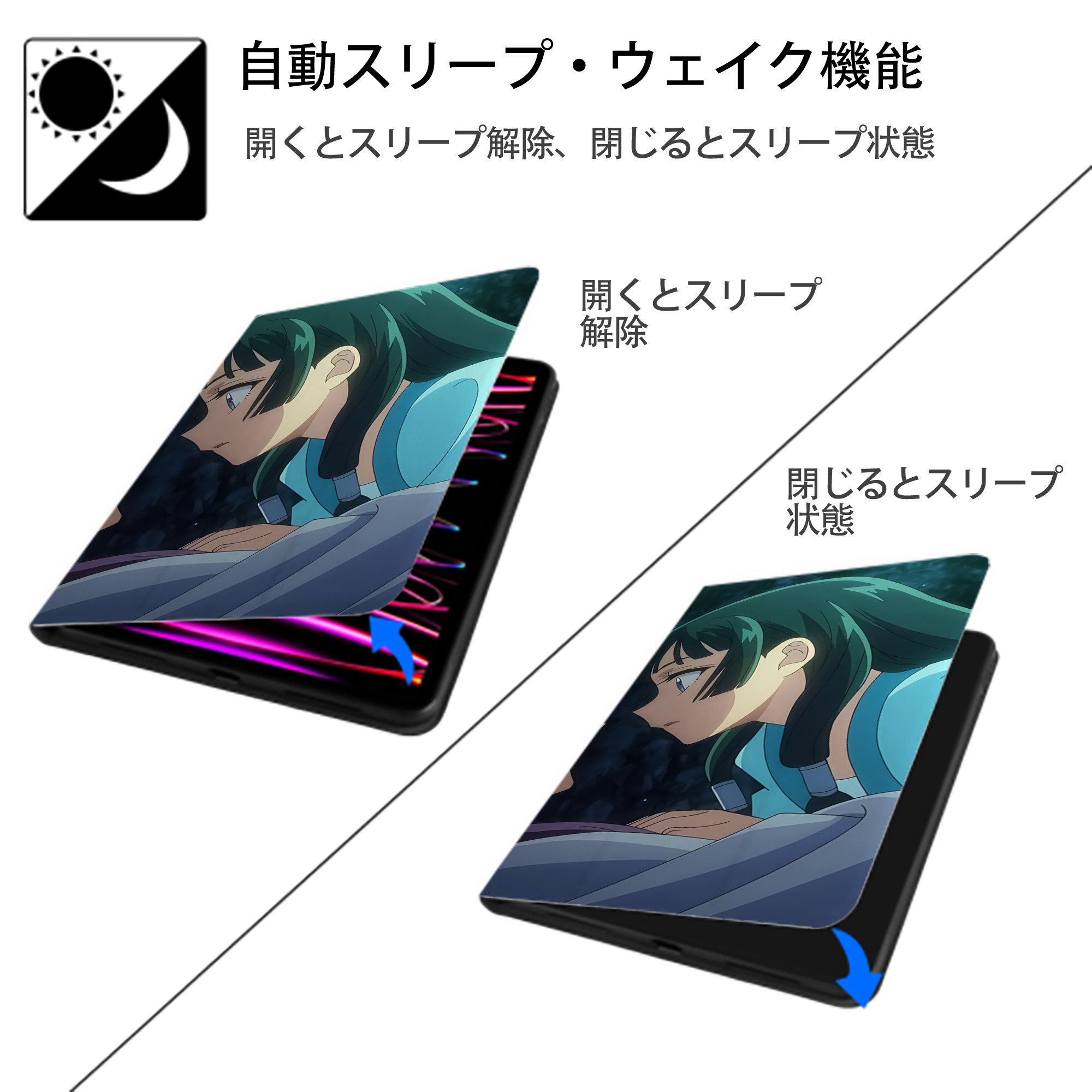 薬屋のひとりごと The Apothecary Diaries IPadケース ペンホルダー付き ブックスタイルデザイン