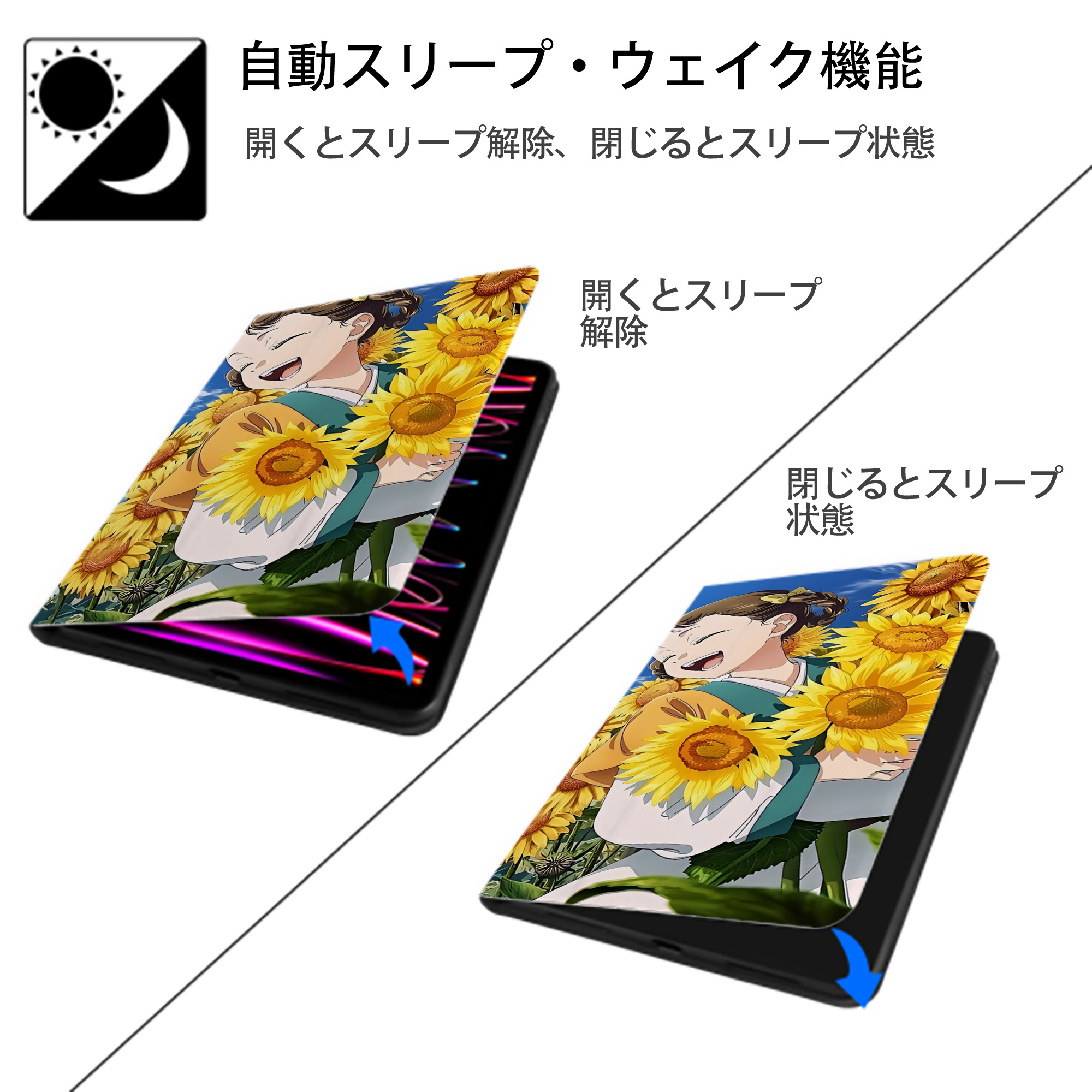 薬屋のひとりごと The Apothecary Diaries IPadケース ペンホルダー付き ブックスタイルデザイン
