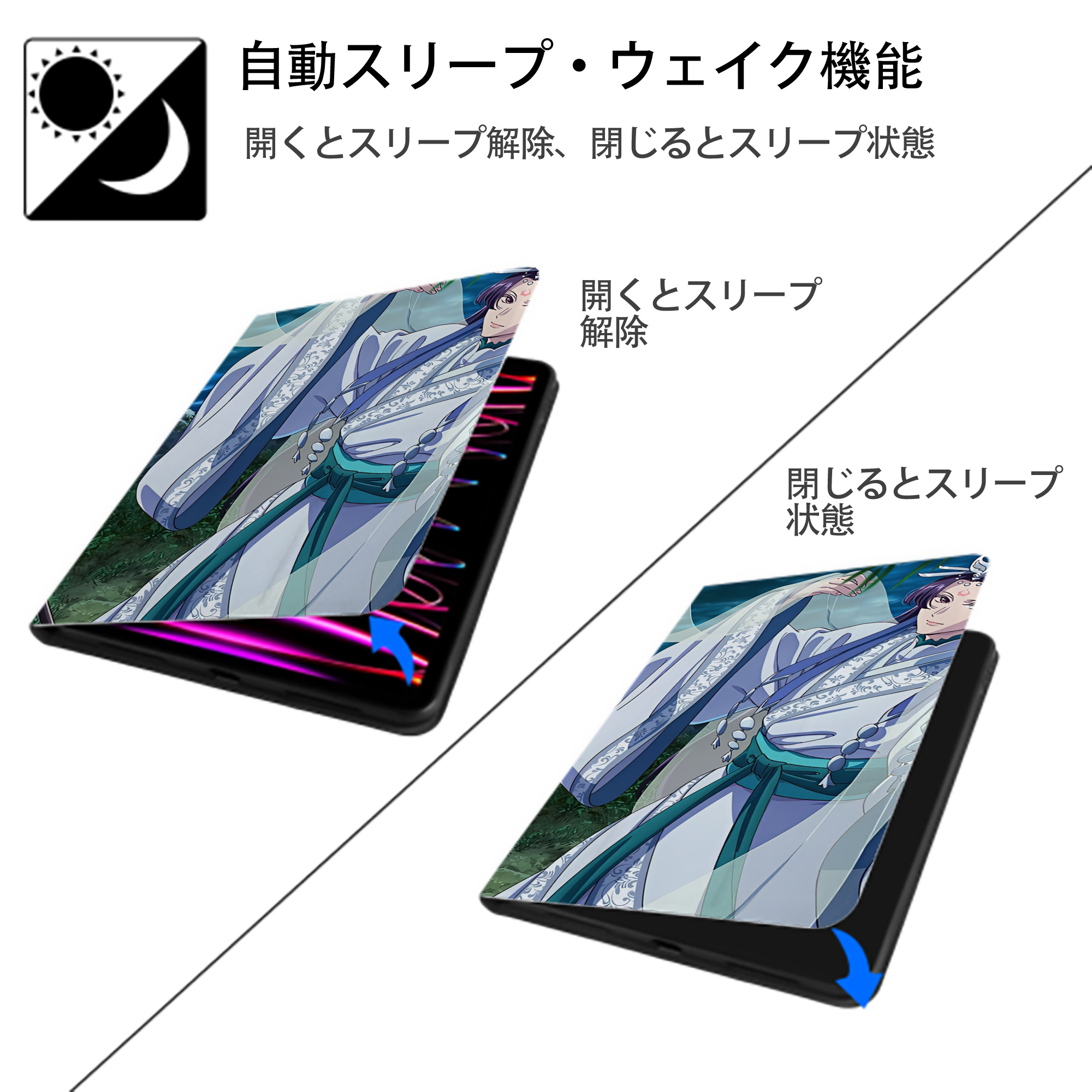 薬屋のひとりごと The Apothecary Diaries IPadケース ペンホルダー付き ブックスタイルデザイン